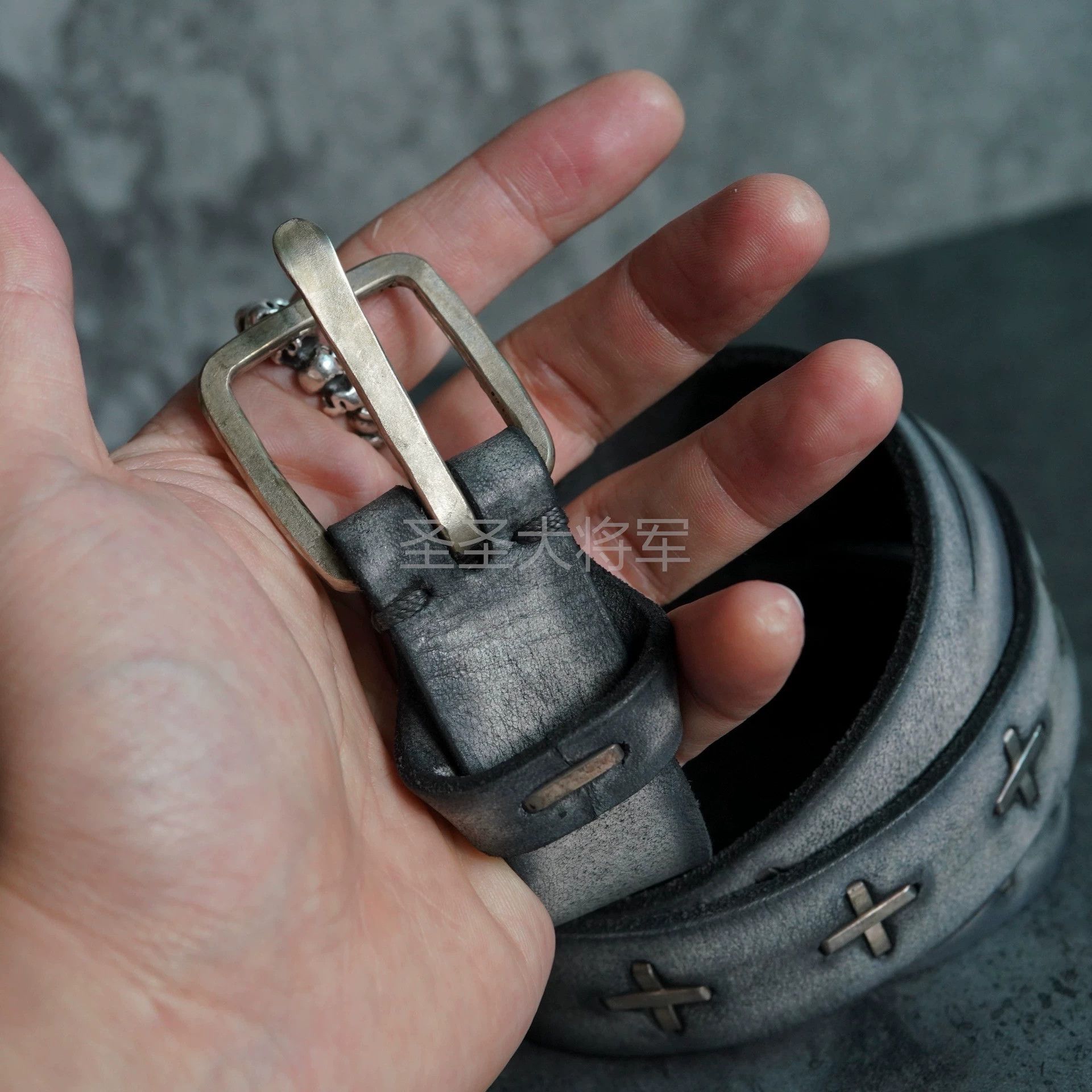 Ma+ M.A+ EQ2C Irregular Dyed Elephant Gray Cross Belt 2.5 M Size ONE SIZE - 4 Thumbnail