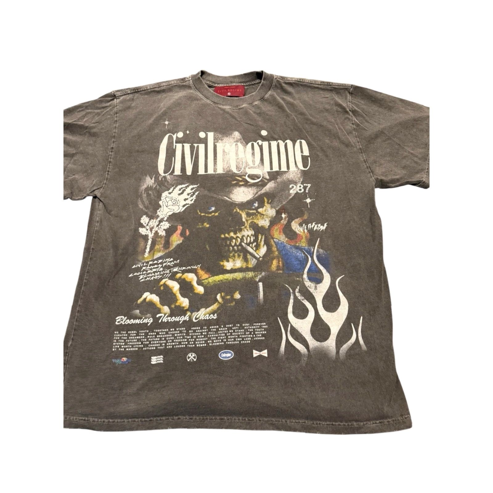 Vintage Civil Regime T-Shirt Oversize XL Black Cotton Graphic Print Crew Neck Short Sleeve Distressed Men Regul ar Size US XL / EU 56 / 4 - 2 Thumbnail