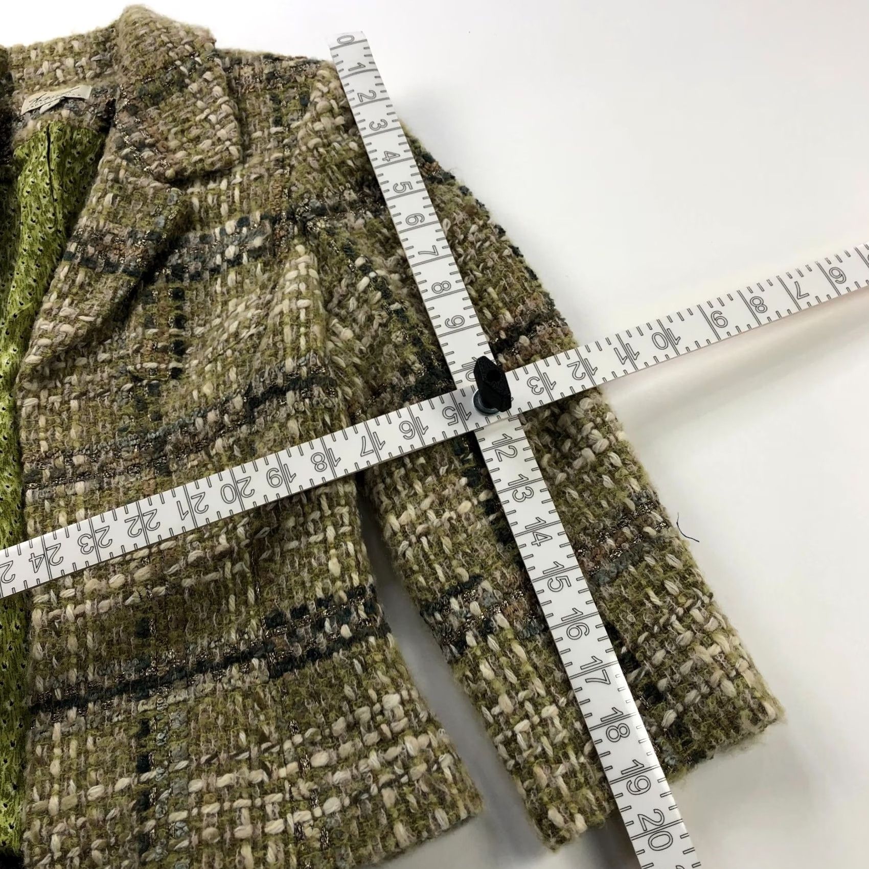 Vintage Andrea Behar Size 6 Tweed Wool Acrylic Open Front Blazer Jacket Brown Green Womens Size M / US 6-8 / IT 42-44 - 4 Thumbnail