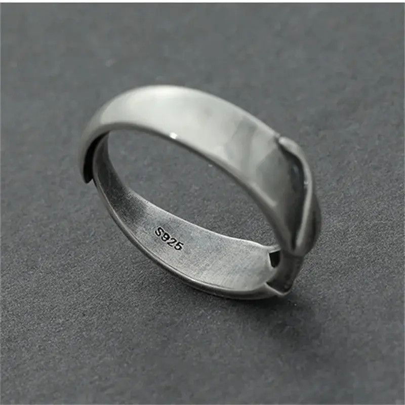 Jewelry × Vintage S925 Ring Male Index Finger Hollow Lines Design Ring Size ONE SIZE - 6 Thumbnail
