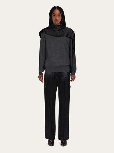 Salvatore Ferragamo o1s1rm0526 Scarf-neck Sweater in Grey Size S / US 4 / IT 40 - 6 Thumbnail