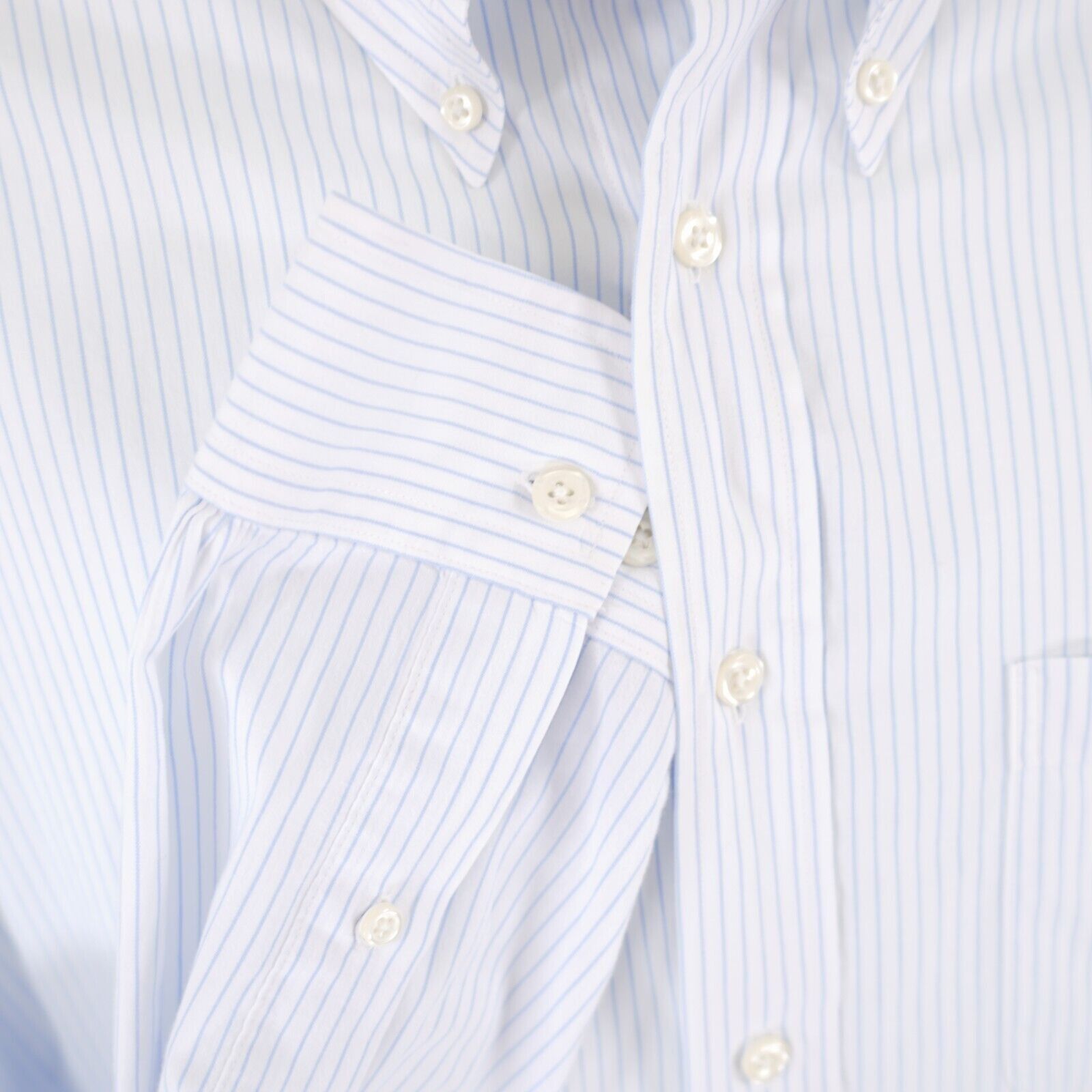 Brooks Brothers Brooks Brothers 346 White Blue Striped Slim Fit XL Button D Size US XL / EU 56 / 4 - 2 Thumbnail
