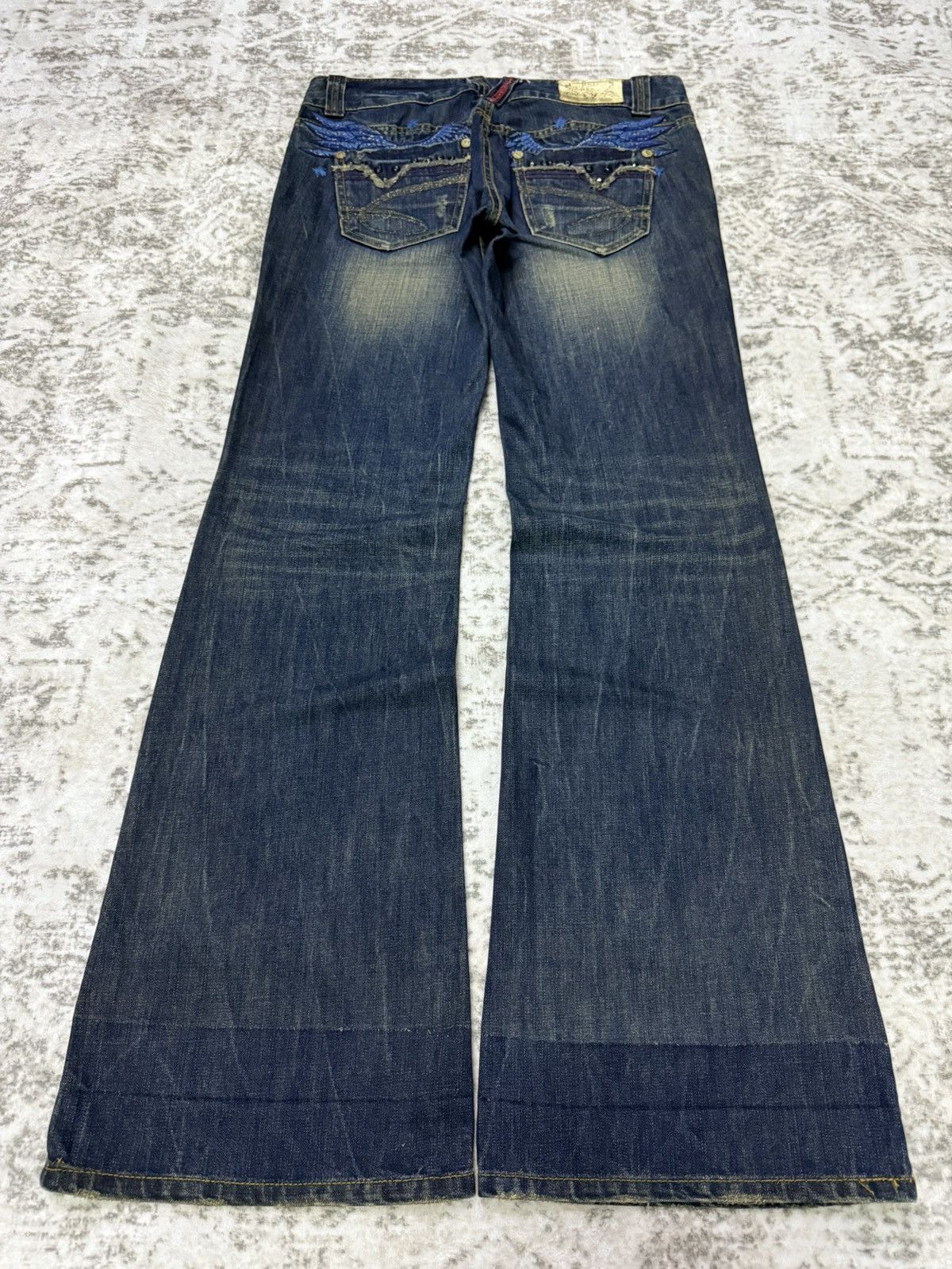 Japanese Brand Y2k Red Pepper Japan Embroidery Wings Wide Leg Flare Jeans Size US 30 / EU 46 - 1 Thumbnail