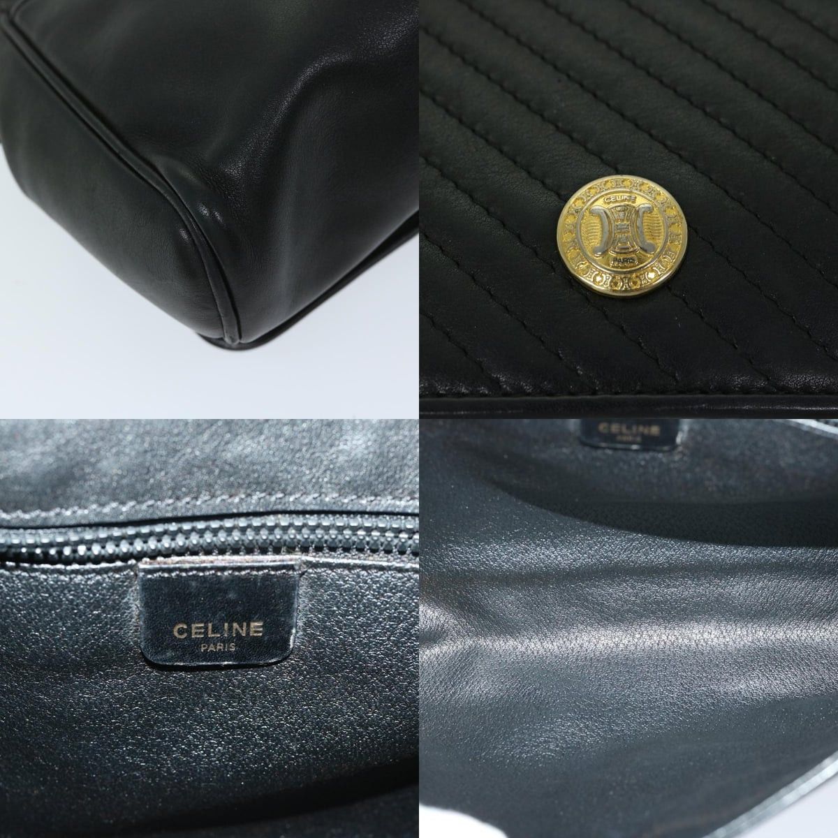 Celine CELINE Chain Shoulder Bag Leather Black Size ONE SIZE - 11 Thumbnail