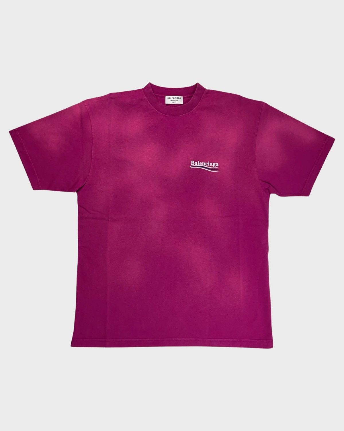 image of Balenciaga Washed Out Pink Political Campaign Logo T-Shirt, Men's (Size XS)