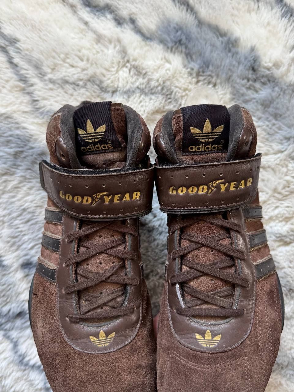 Adidas Vintage Adidas Goodyear Brown Hi-Top Sneakers RARE Size US 9 / EU 42 - 5 Thumbnail