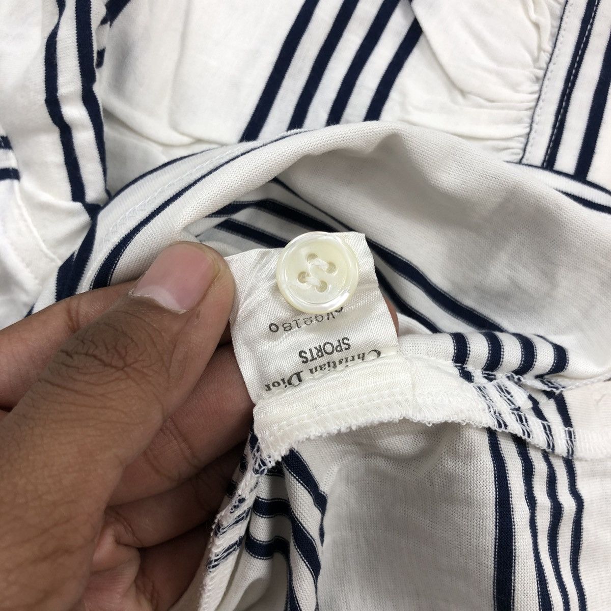 Dior × Vintage Vintage 80s Christian Dior Sport Luxury Striped Polo Shirt Size US M / EU 48-50 / 2 - 7 Thumbnail