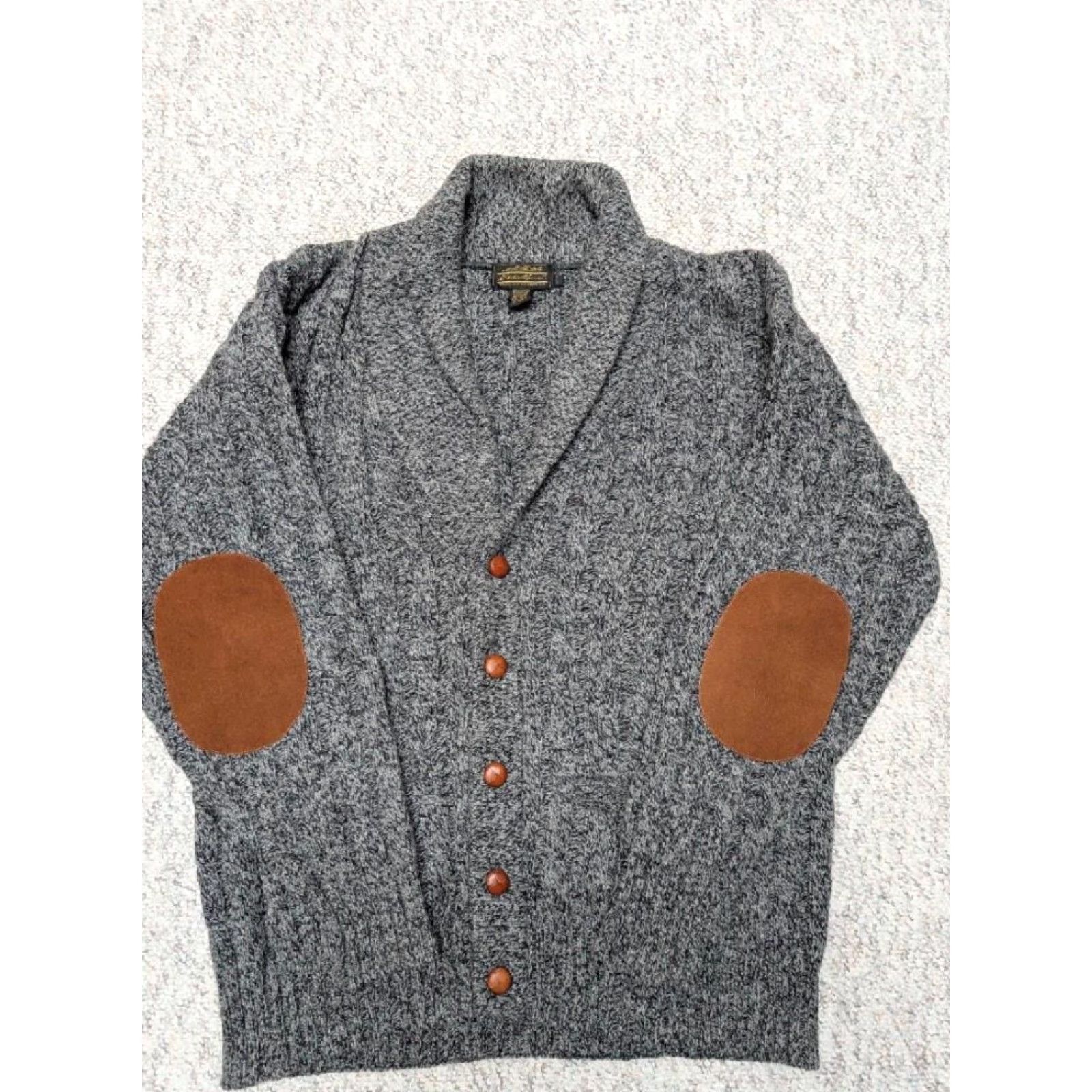 Eddie Bauer VINTAGE Eddie Bauer Cardigan Men's Wool Shawl Collar Cable-Knit XL Gray USA Made Sweater Size US XL / EU 56 / 4 - 2 Thumbnail