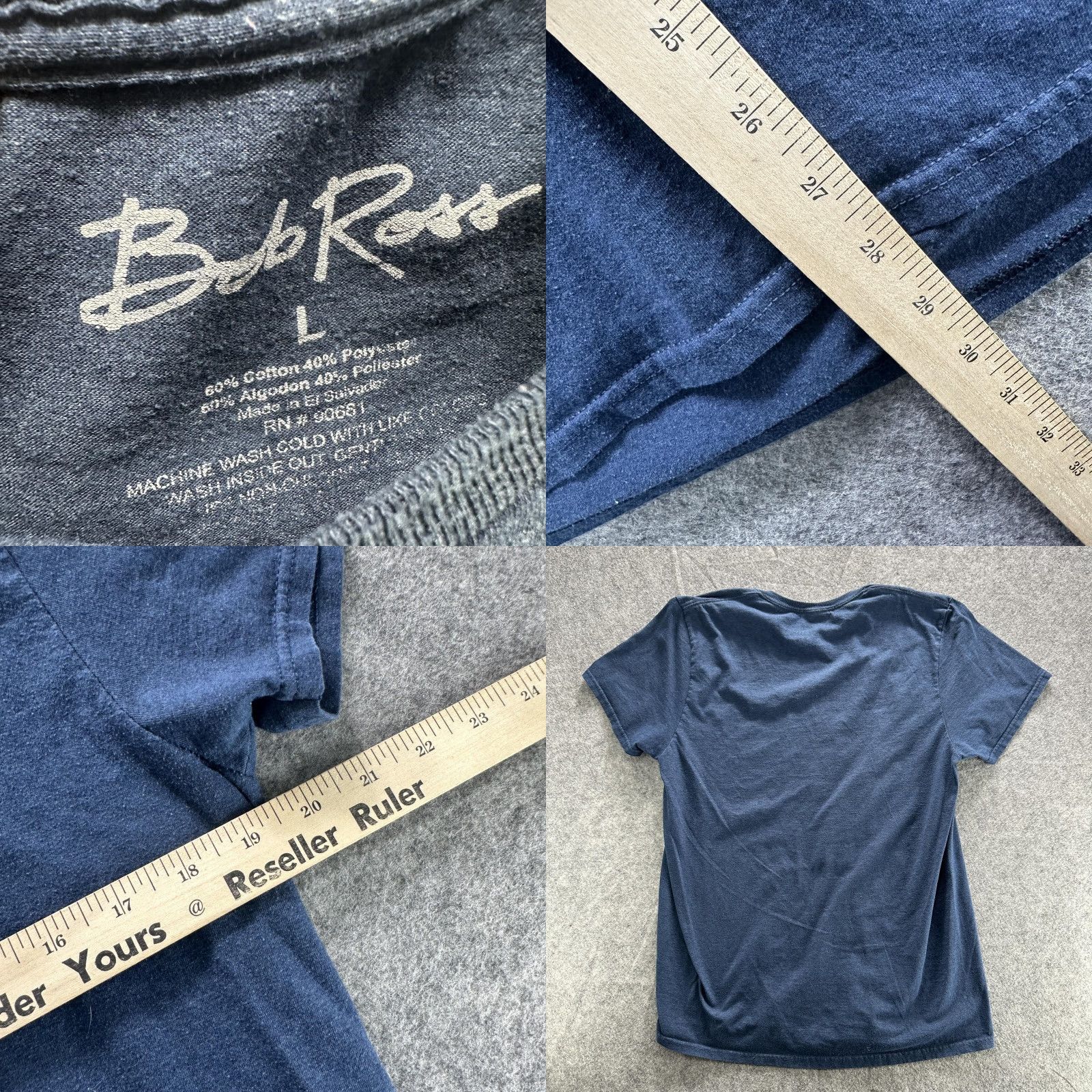 Vintage Bob Ross Shirt Mens Large Navy Blue No Mistakes Happy Accidents Graphic Tee Size US L / EU 52-54 / 3 - 8 Thumbnail