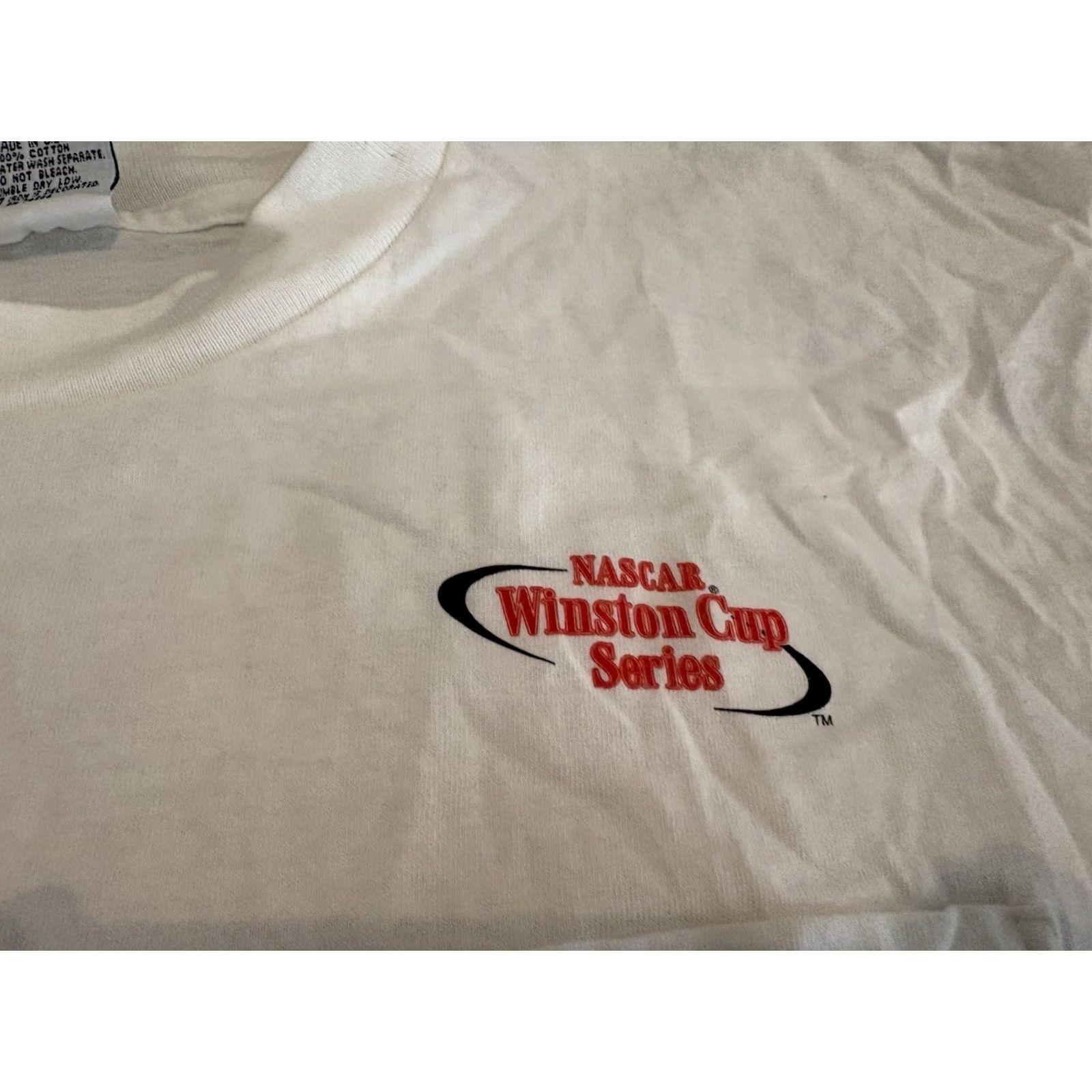 NASCAR VINTAGE NASCAR Winston Cup Series White Pocket Tee Shirt Single Stitch L Mens Short Sleeve Crew Neck Cotton 90s Cars Large White NASCAR Shirt Size US L / EU 52-54 / 3 - 4 Thumbnail