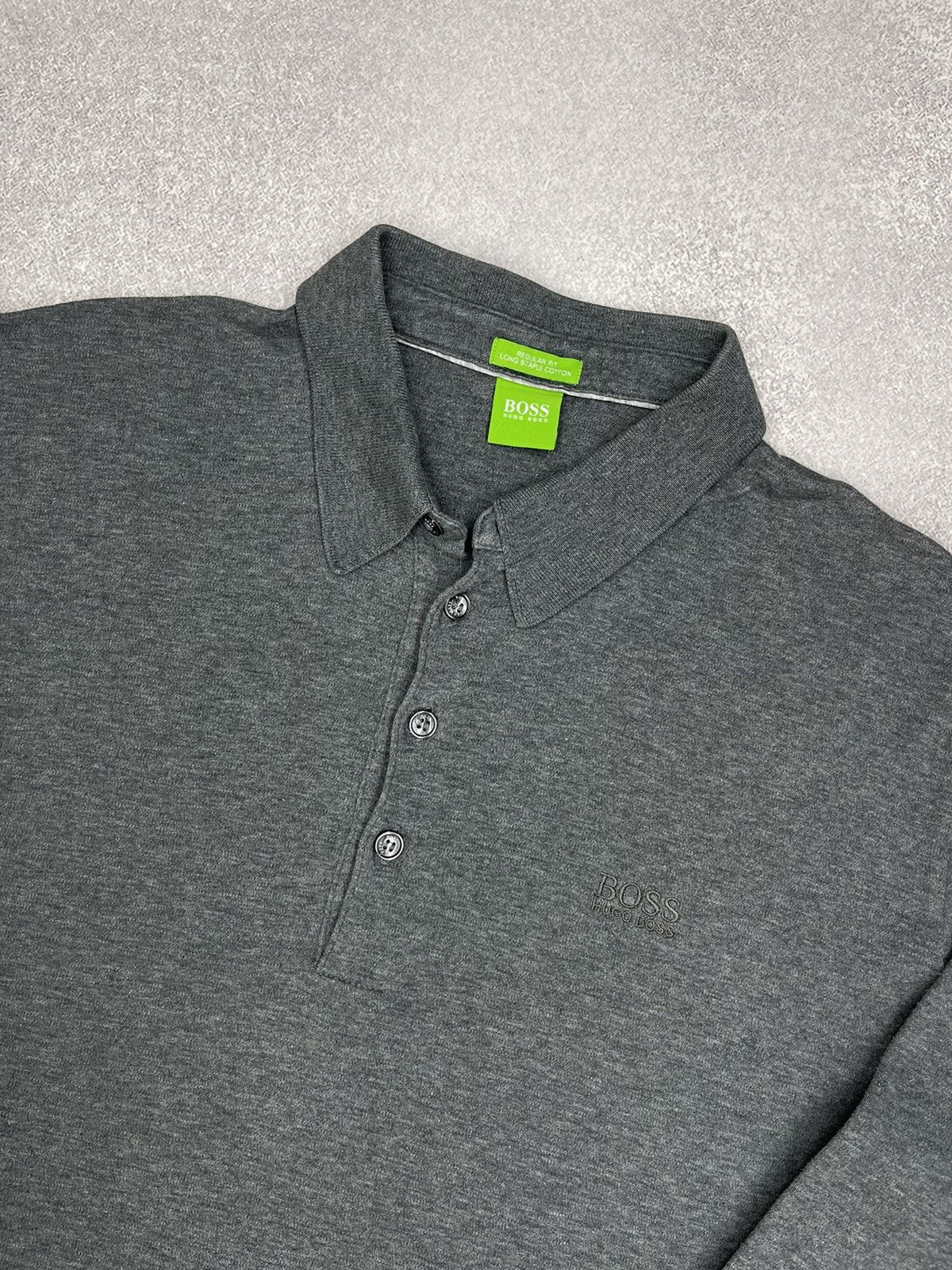 Hugo Boss Mens Hugo Boss Polo Longsleeve Grey Size US L / EU 52-54 / 3 - 4 Thumbnail