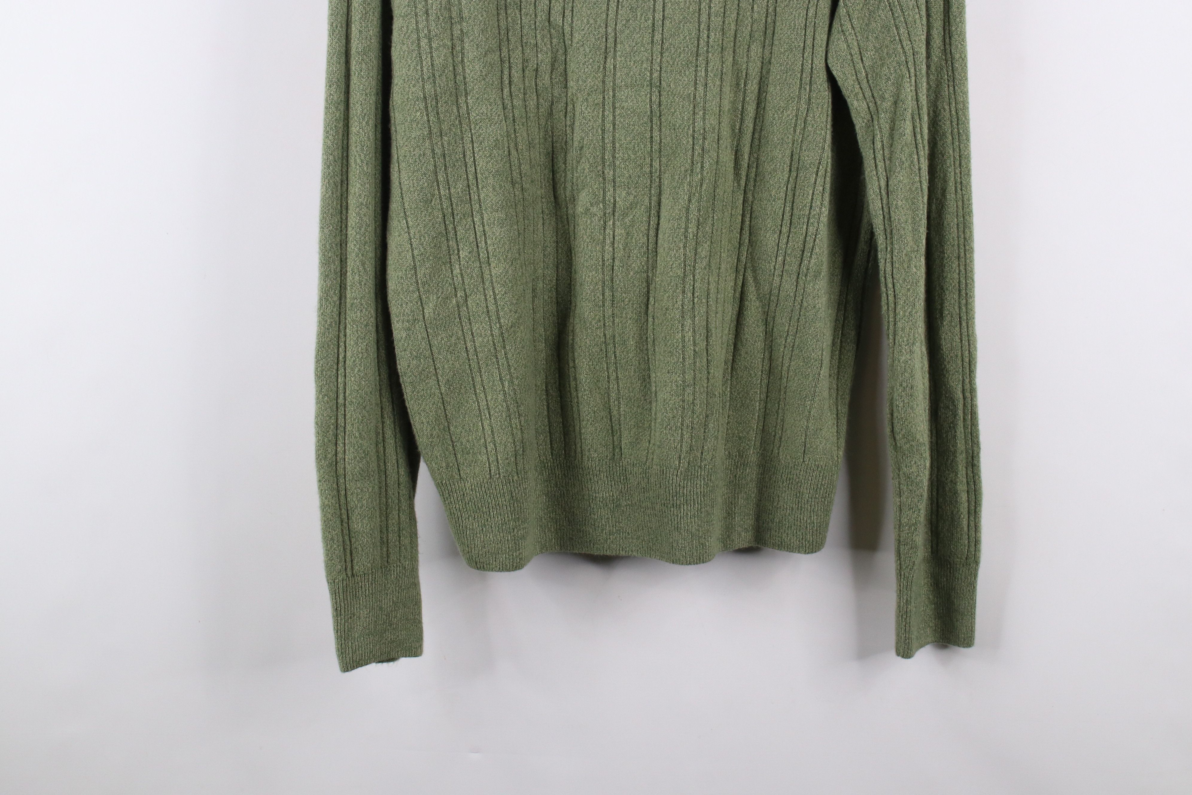 Vintage Vintage 90s Streetwear Cable Knit Collared Sweater Green Size US L / EU 52-54 / 3 - 10 Thumbnail