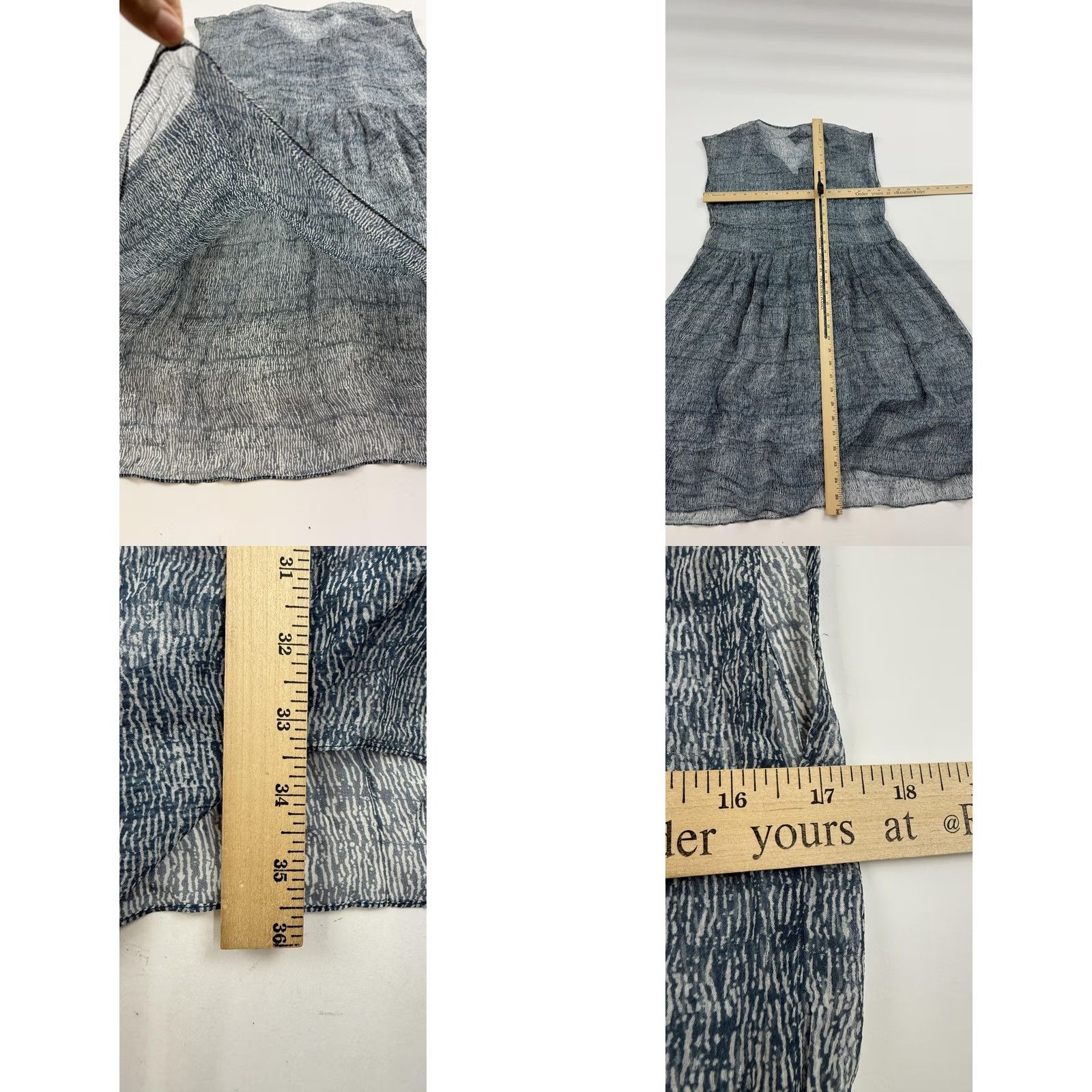 3.1 Phillip Lim 3.1 Phillip Lim Dress Womens 0 Blue White Print Silk Sleeveless Overlay Size XS / US 0-2 / IT 36-38 - 8 Thumbnail