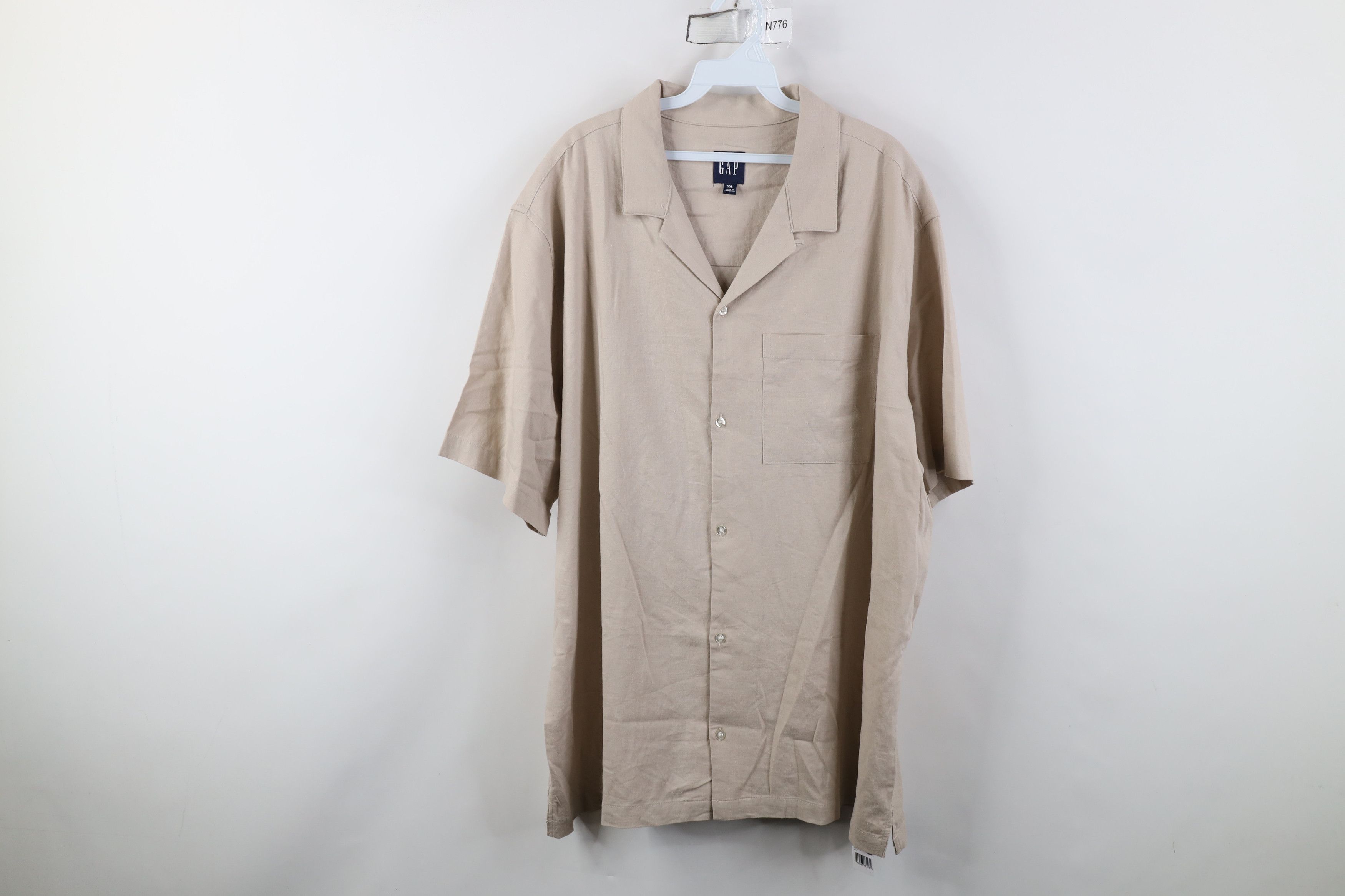 Gap Deadstock Vintage Y2K Gap Looped Collar Button Shirt Beige Size US XXL / EU 58 / 5 - 1 Thumbnail