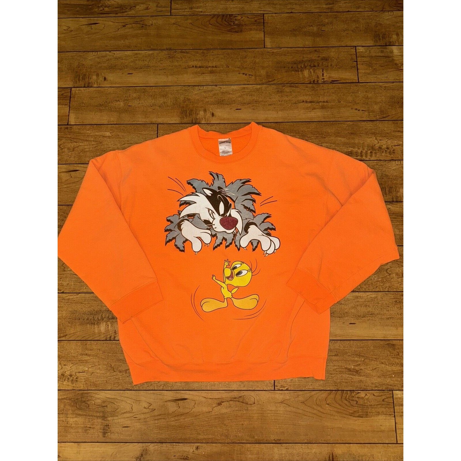 Vintage Looney Tunes Sylvester Twitty Bird Orange Sweater L 23x27 Size US L / EU 52-54 / 3 - 1 Thumbnail