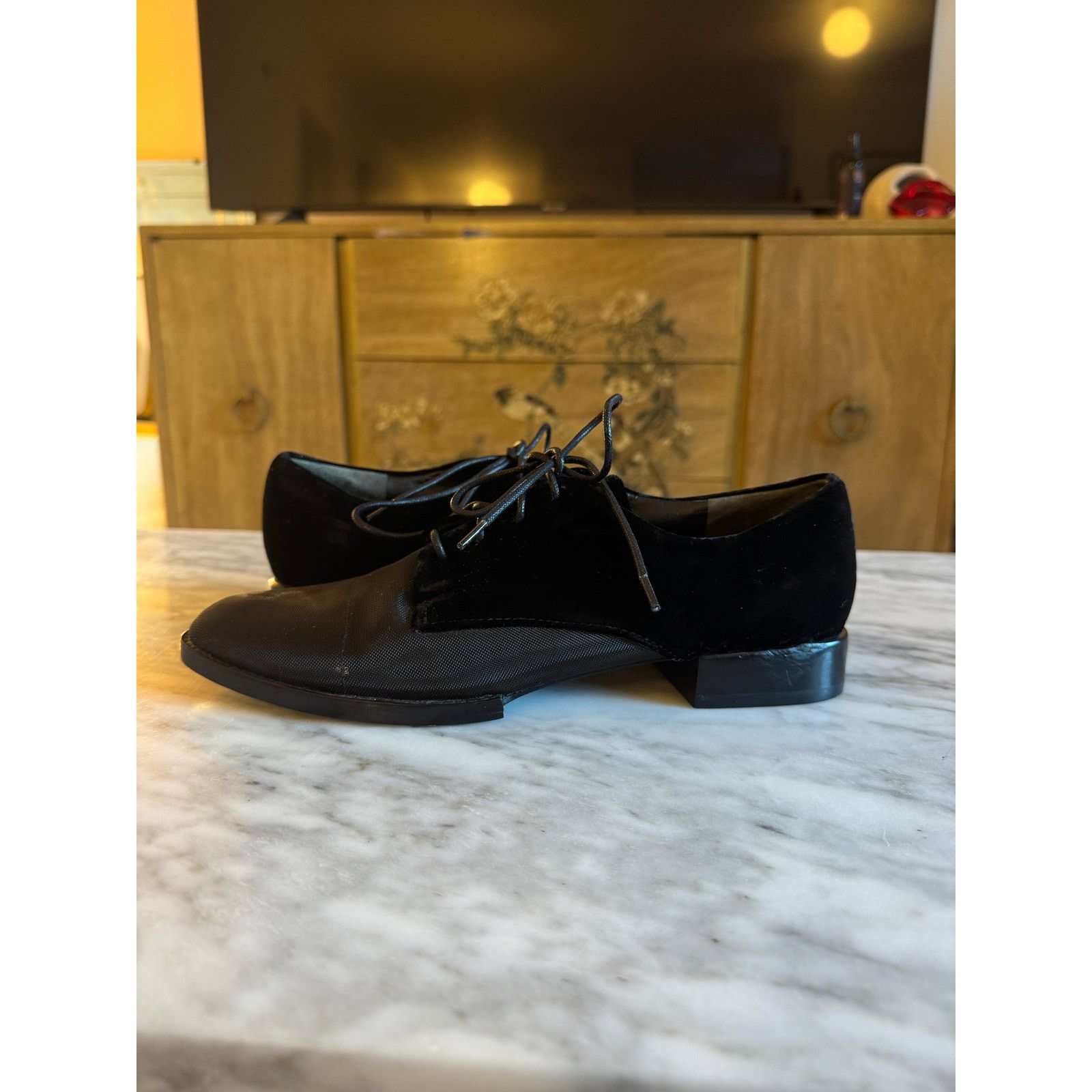 Alexander Wang Alexander Wang Women's Black Suede Joana Mesh Oxford Size US 8 / IT 38 - 2 Thumbnail