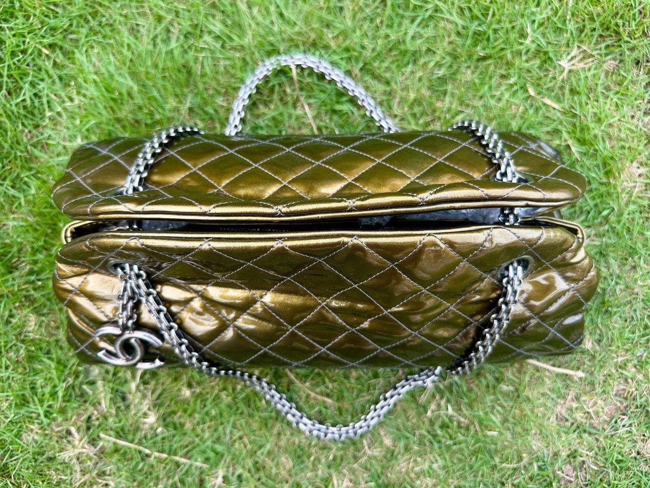 Chanel Mademoiselle Ombre Quilted Patent Leather Bowling