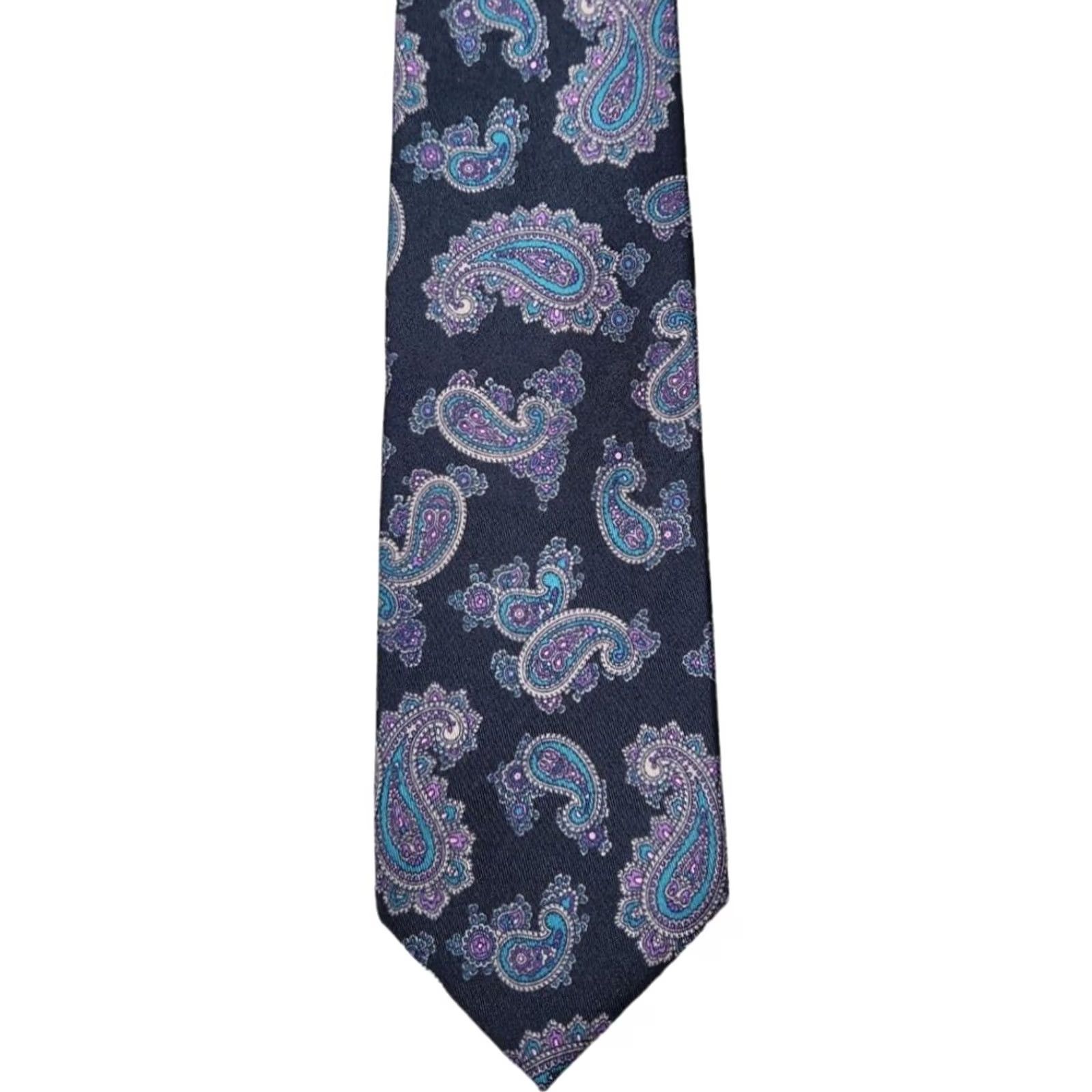 Robert Talbott Robert Talbott Tie 100% Silk Paisley Black 56" x 3.2" Men's Necktie World USA Made Size ONE SIZE - 2 Thumbnail