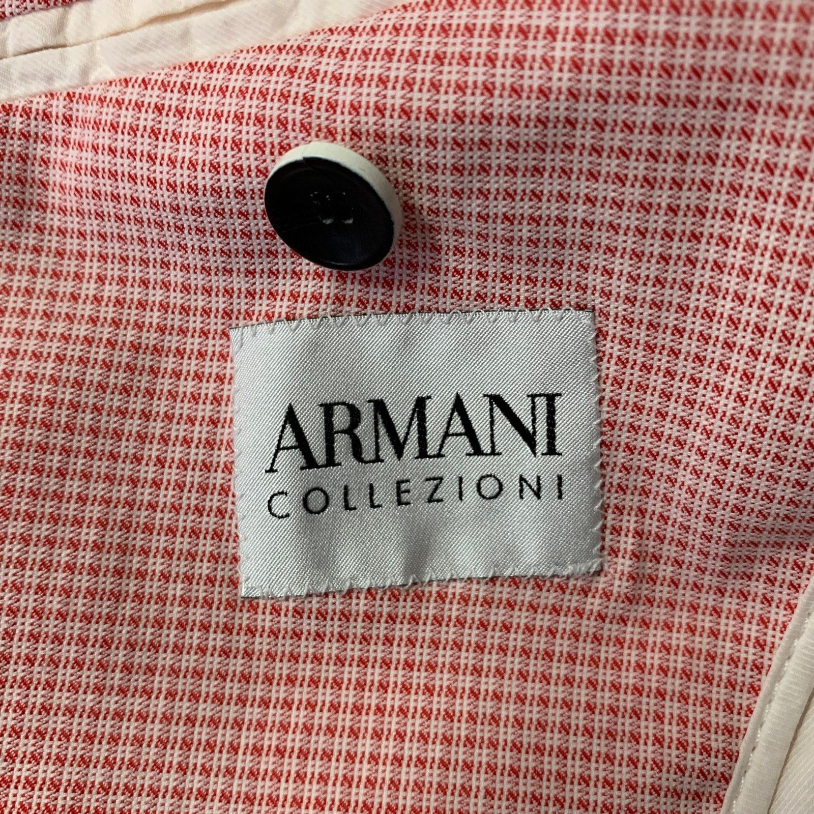 Armani Collezioni ARMANI COLLEZIONI 38 Red White Grid Cotton Blend Sport Coat Size 38R - 5 Thumbnail