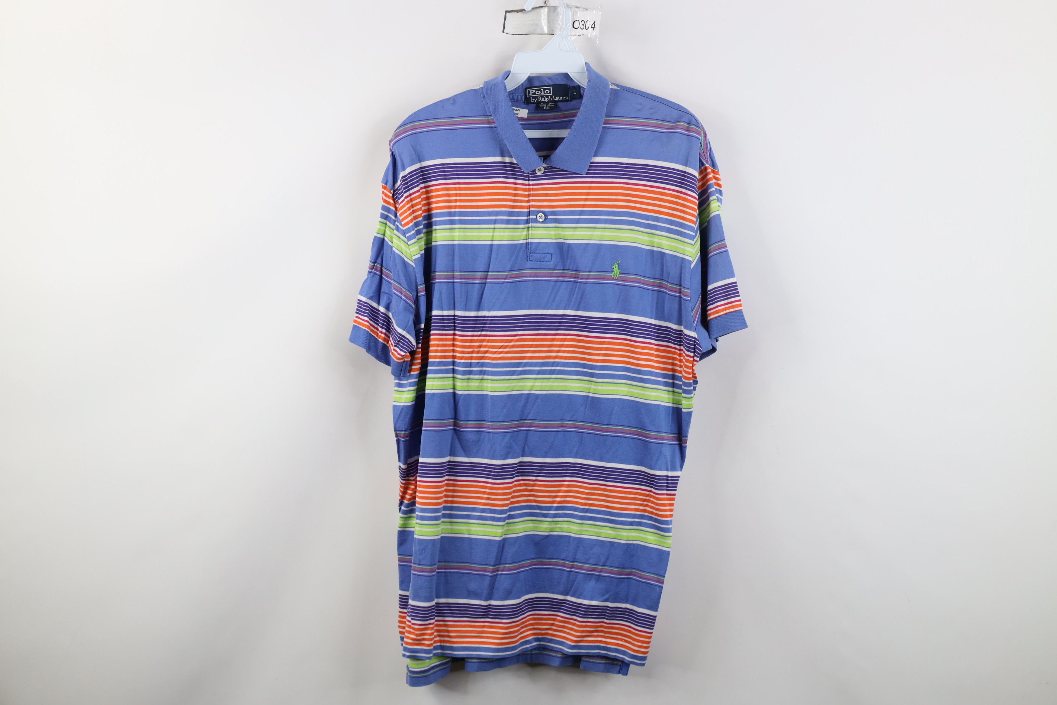 Polo Ralph Lauren Vintage 90s Y2K Ralph Lauren Soft Knit Rainbow Striped Polo Size US L / EU 52-54 / 3 - 1 Thumbnail