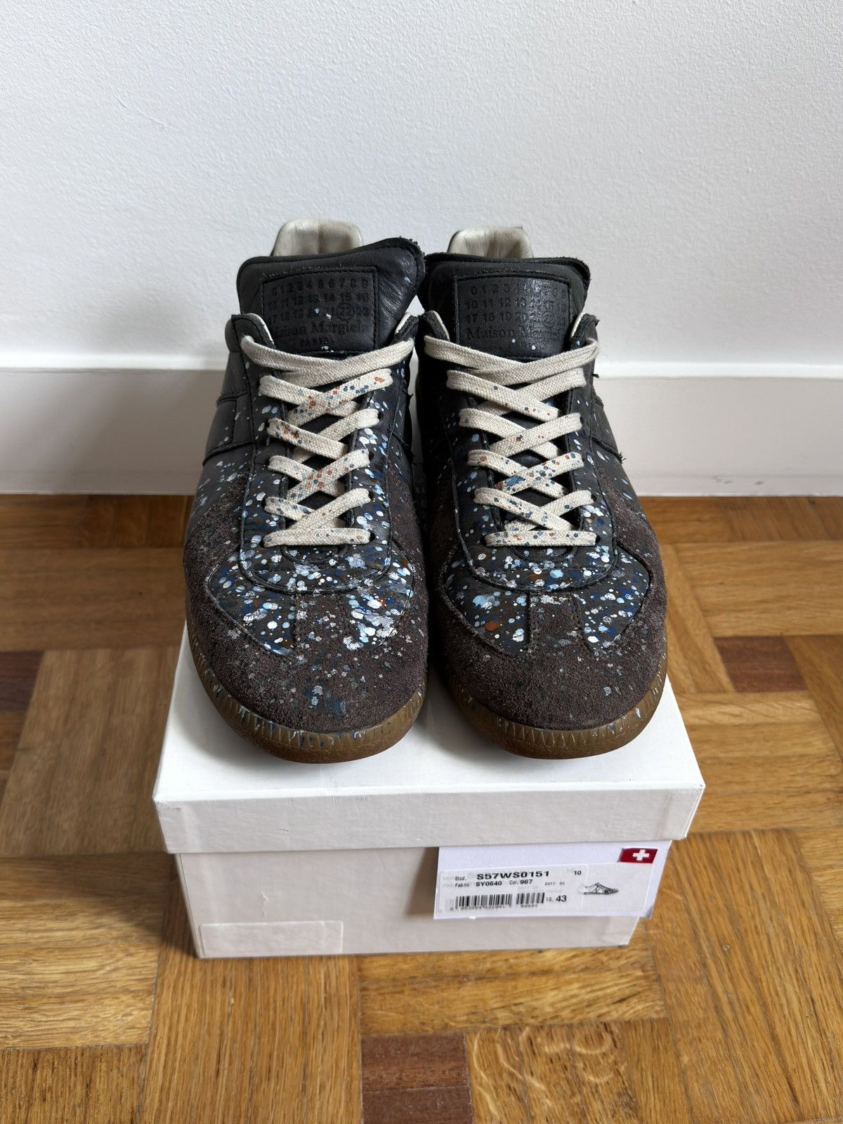 image of Maison Margiela Paint Splatter Replica Sneakers in Black, Men's (Size 10)