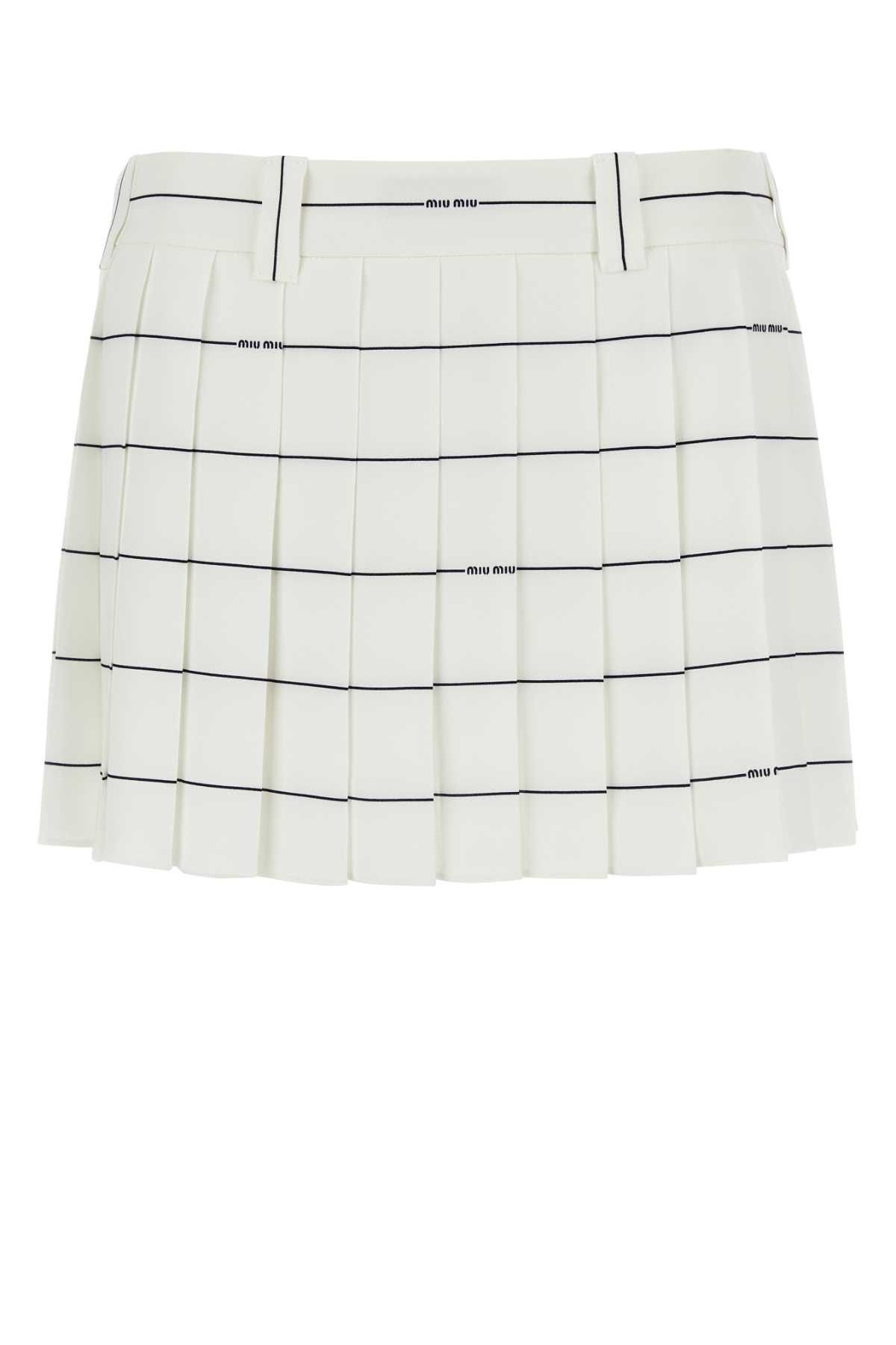 image of Miu Miu Printed Crepe Mini Skirt in Stripped, Women's (Size 30)