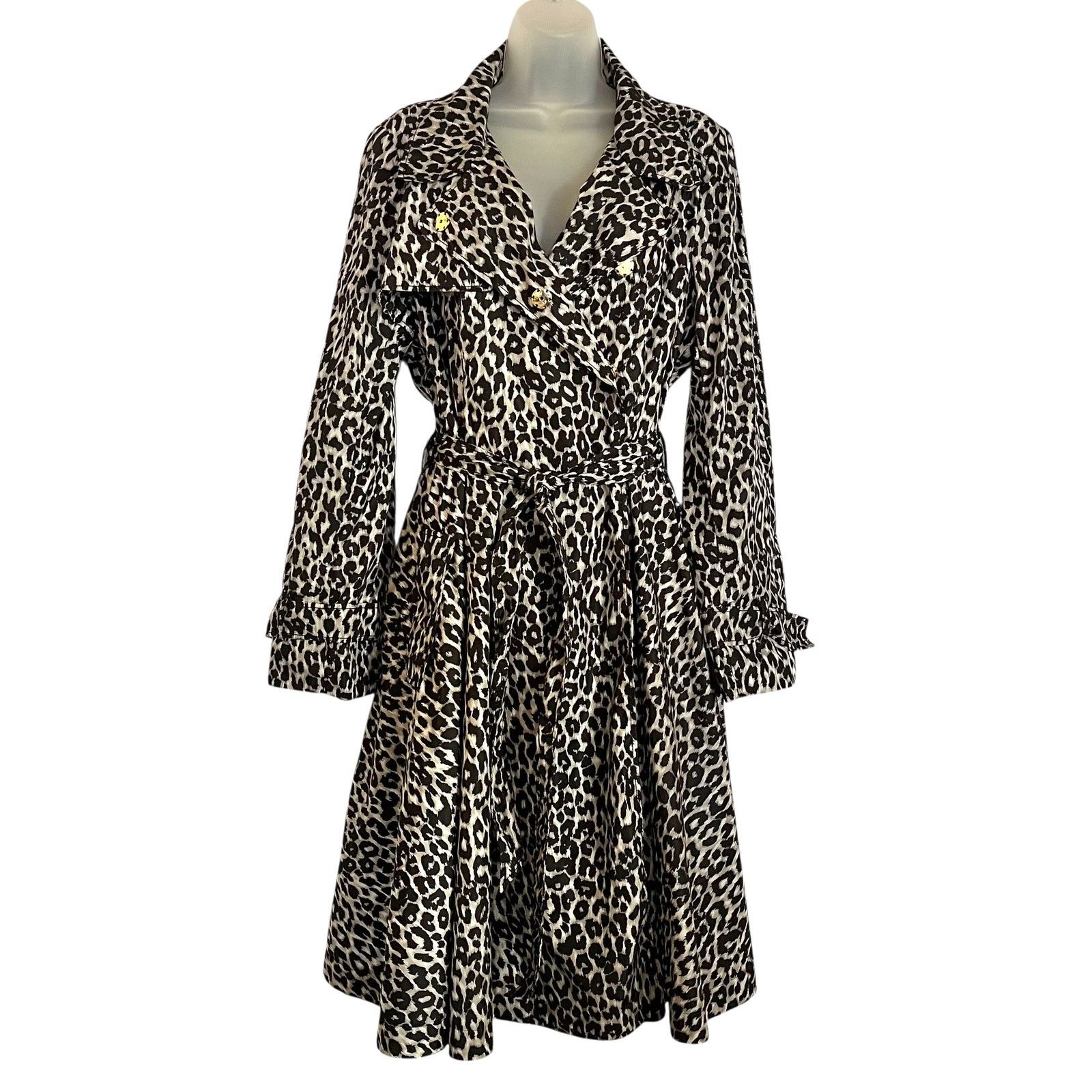 PAULE KA Paule Ka Leopard Print Technical Cotton Women's Trench Coat Size XL / US 12-14 / IT 48-50 - 12 Thumbnail