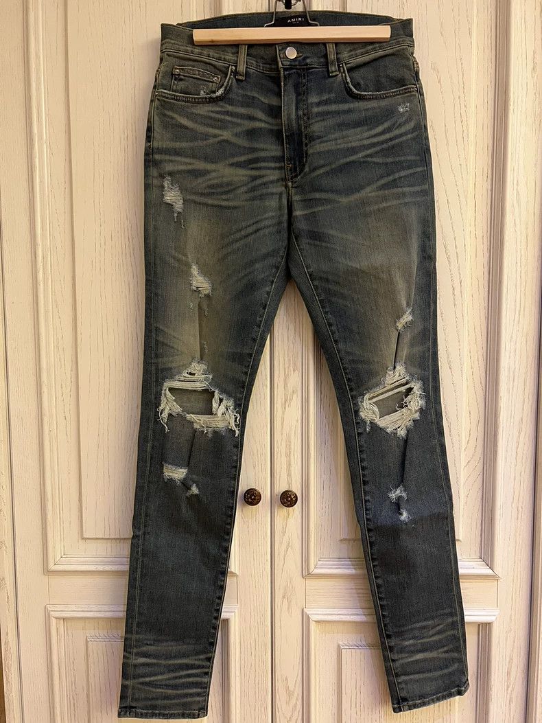 Amiri Amiri blue cow knee ripped jeans Size US 32 / EU 48 - 1 Thumbnail