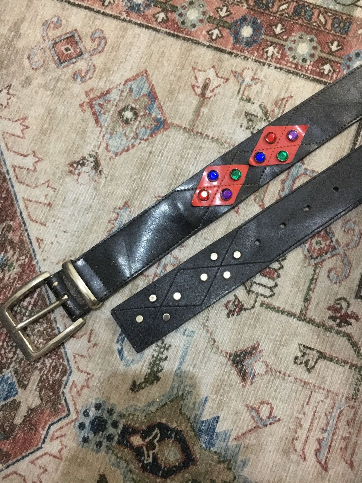 If Six Was Nine × Japanese Brand × Le Grande Bleu (L.G.B.) Black argyle gemstone belt Size ONE SIZE - 3 Thumbnail