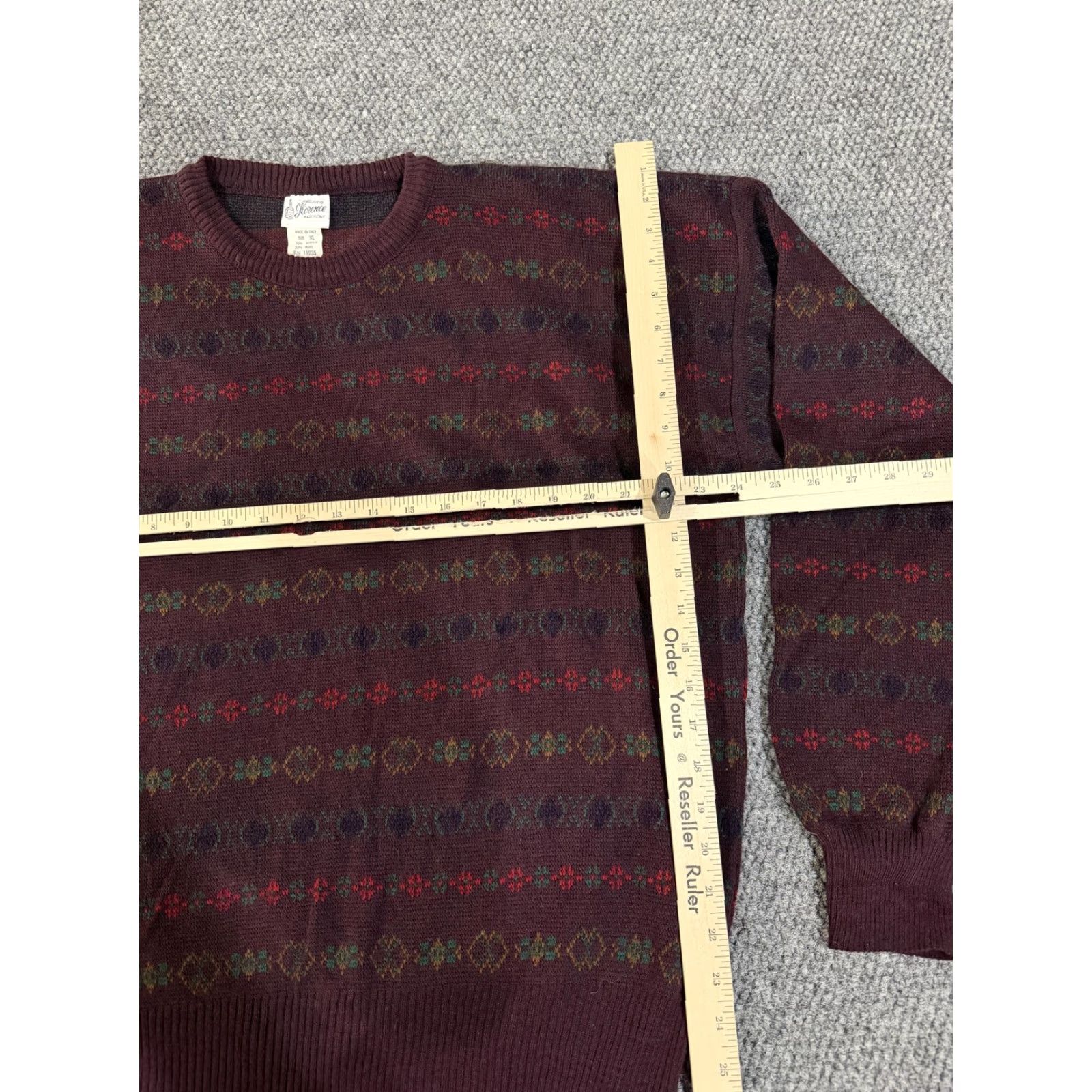 Vintage Maglificio Florence Sweater Mens XL Red Crewneck Fair Isle Knit Made Italy Size US XL / EU 56 / 4 - 5 Thumbnail