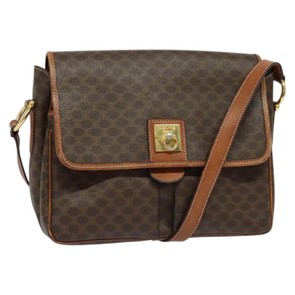 Celine CELINE Macadam Canvas Shoulder Bag Pvc Leather Brown Gold Size ONE SIZE - 1 Thumbnail