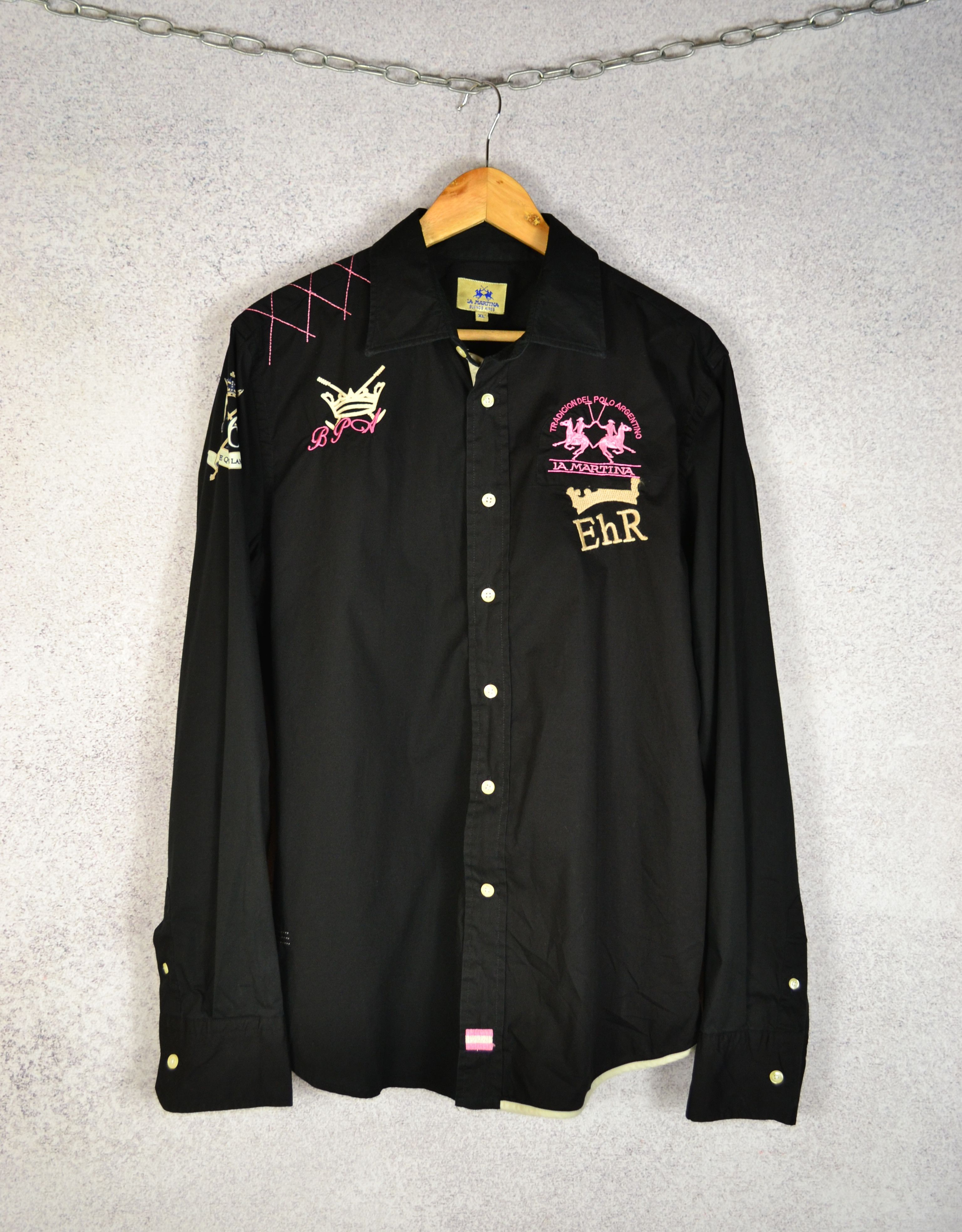 La Martina La Martina Queens Polo Society Black Long Sleeve Shirt Size US XL / EU 56 / 4 - 1 Thumbnail
