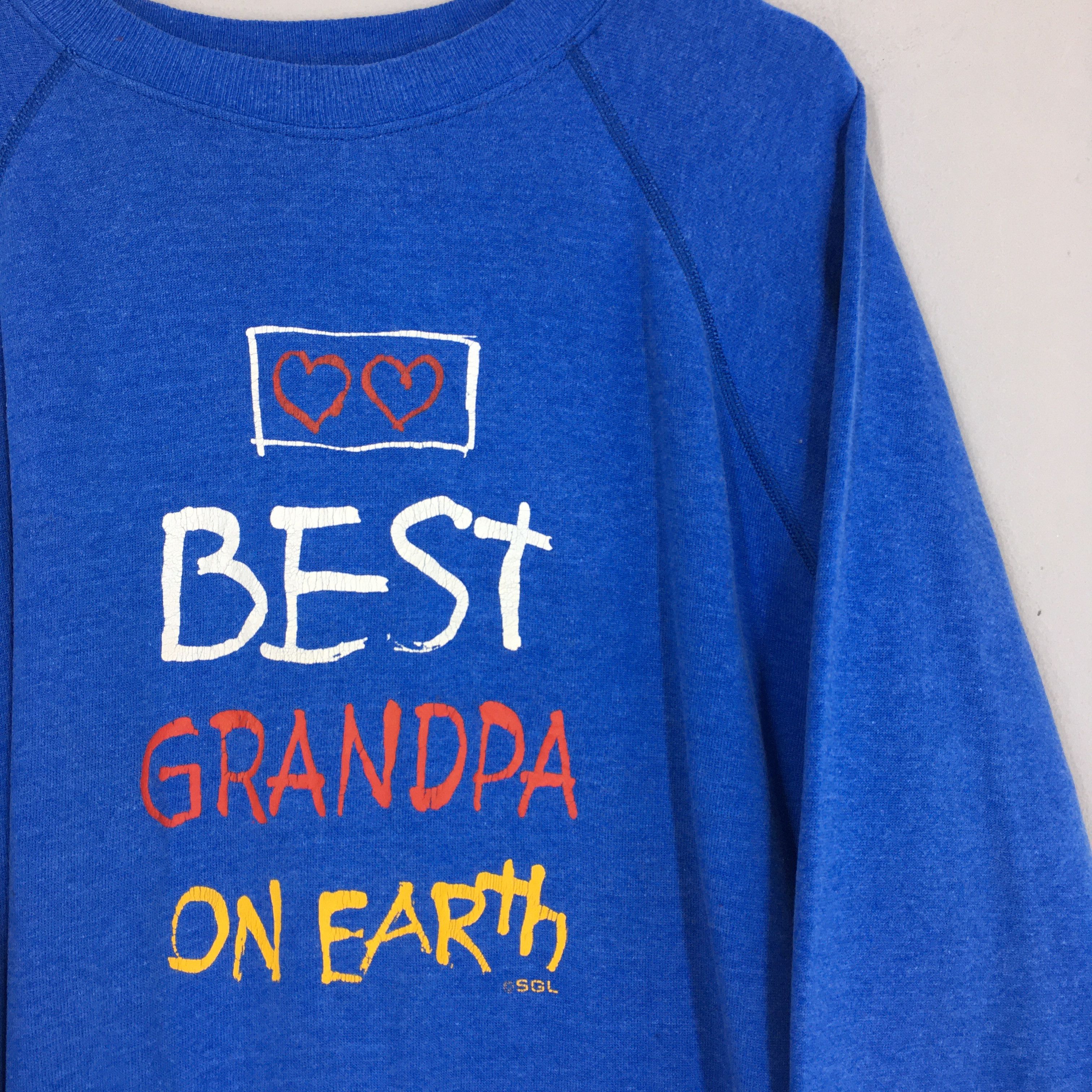 Hanes Vintage 90's Best Grandpa On Earth Blue Sweatshirt XLarge Size US XL / EU 56 / 4 - 2 Thumbnail