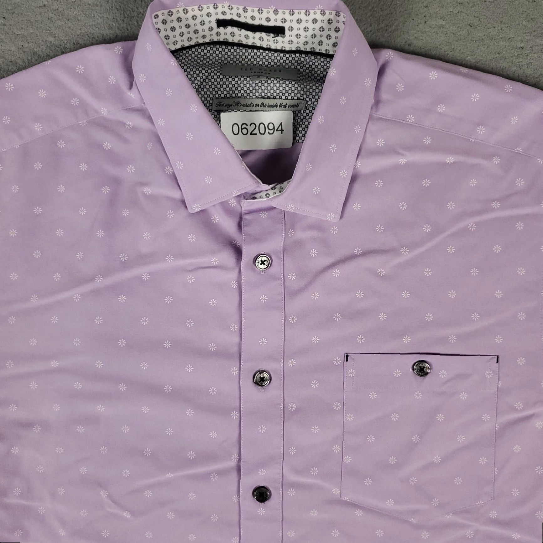 Ted Baker Ted Baker Shirt Mens Large Purple Short Sleeve Button Up Modal Polyester Floral Size US XL / EU 56 / 4 - 2 Thumbnail