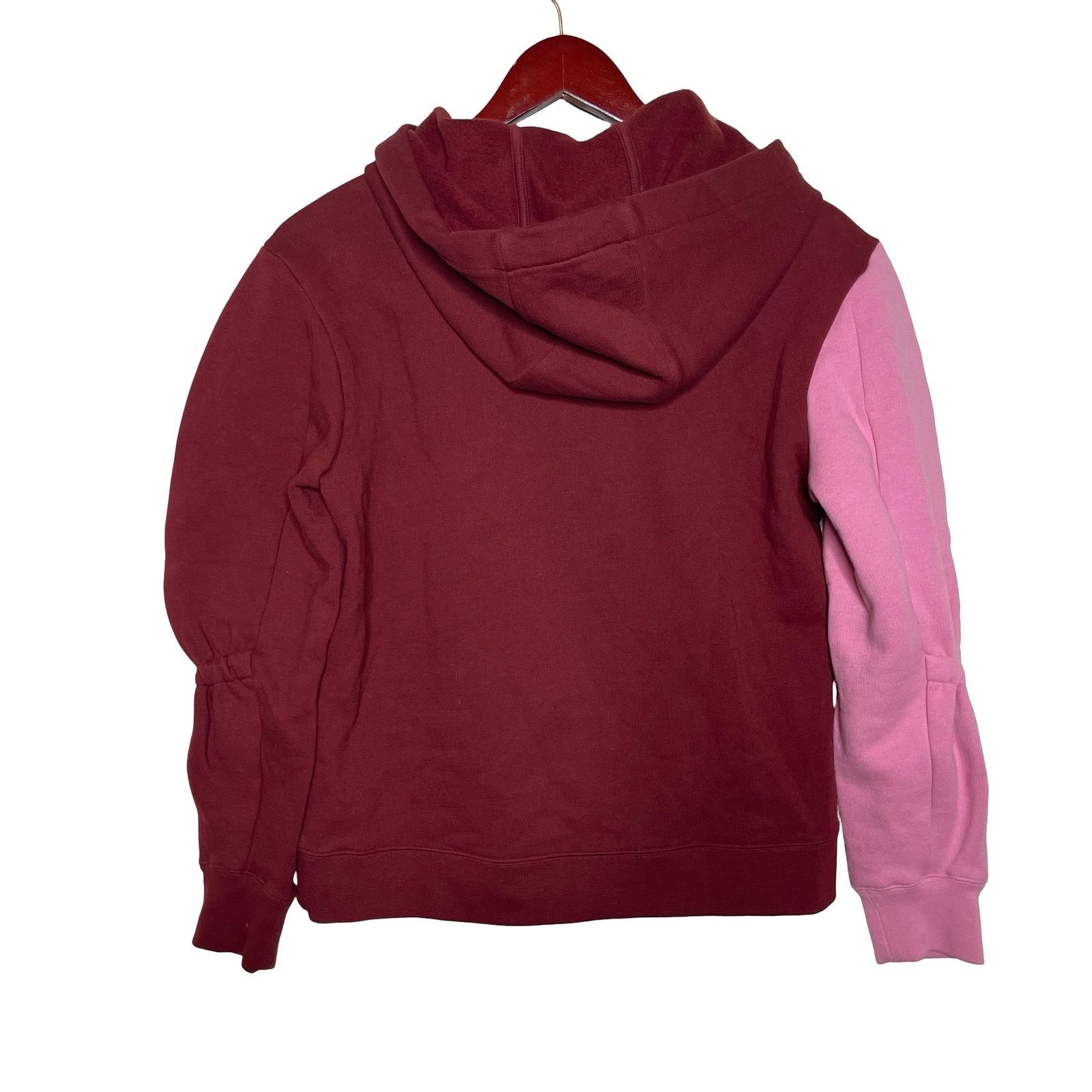 Tibi Tibi Two-Tone Burgundy Pink Cotton-Jersey Hooded Sweatshirt Size XXS / US 00 / IT 34 - 3 Thumbnail
