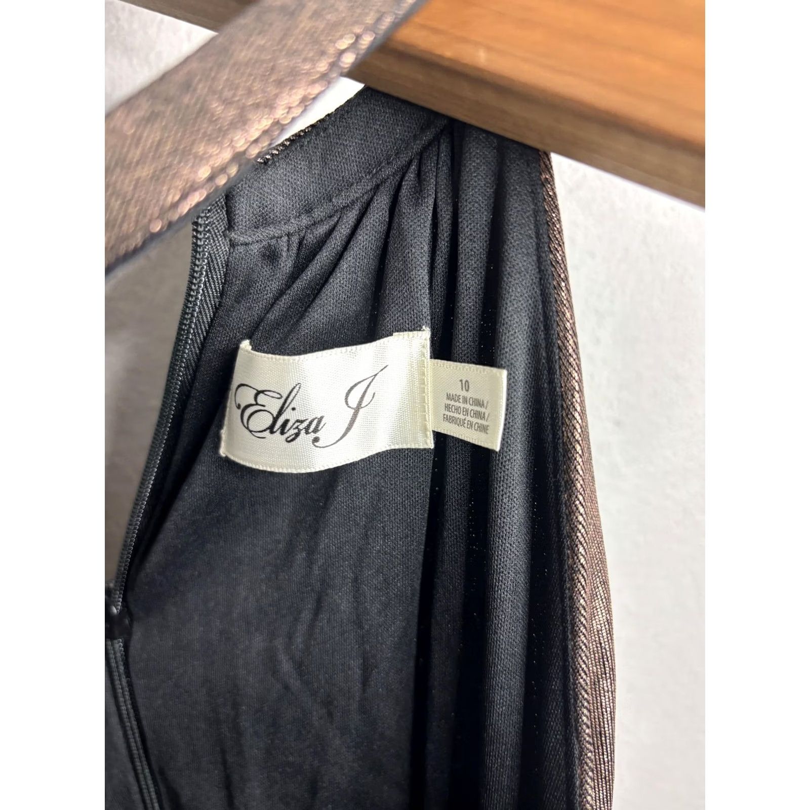 Vintage Eliza J Dress Womens 10 Bronze Metallic Halter Maxi Tiered Evening Gown Size L / US 10 / IT 46 - 4 Thumbnail