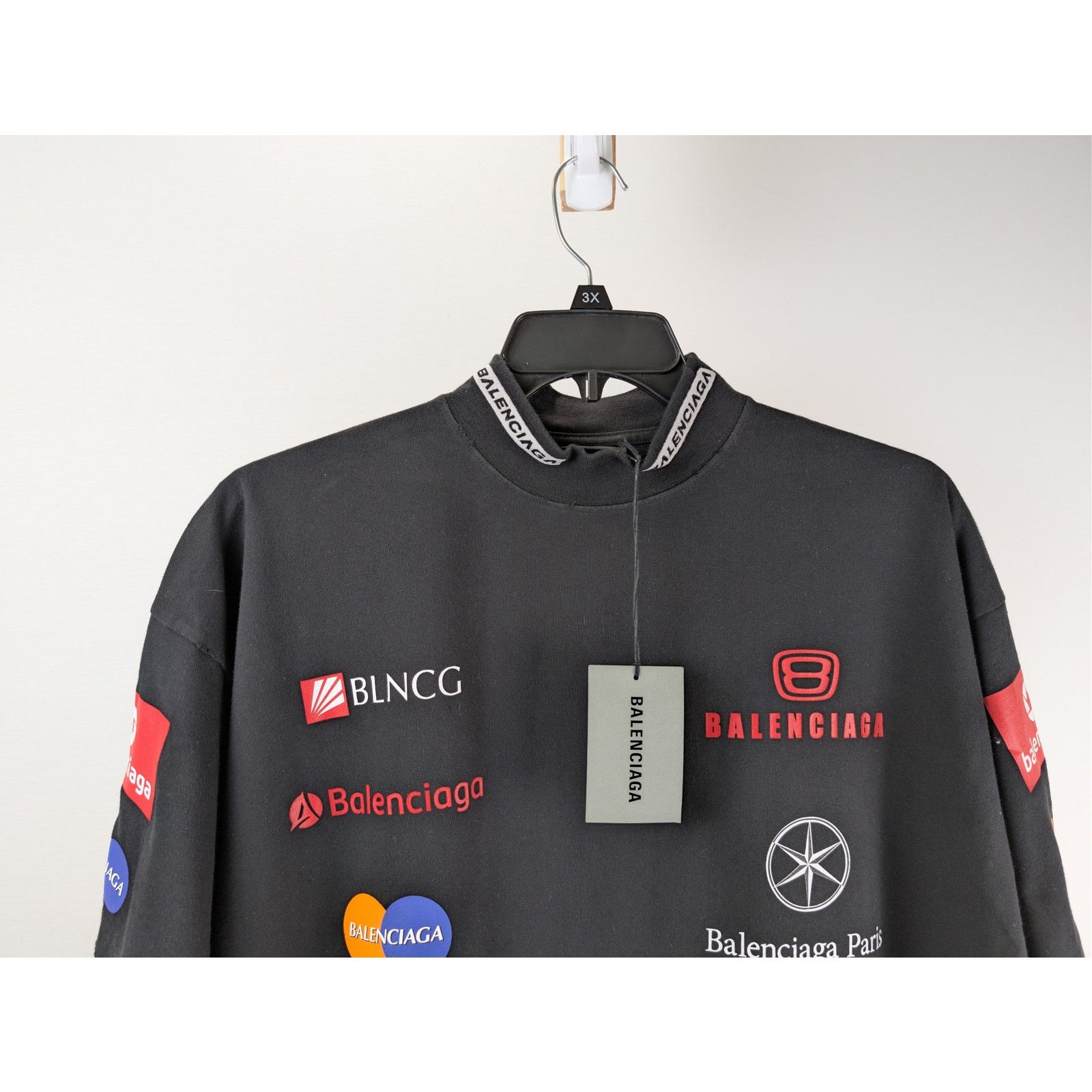 Balenciaga o1rshd1 Top League Vintage Jersey Short Sleeve Shirt Black Size US L / EU 52-54 / 3 - 3 Thumbnail