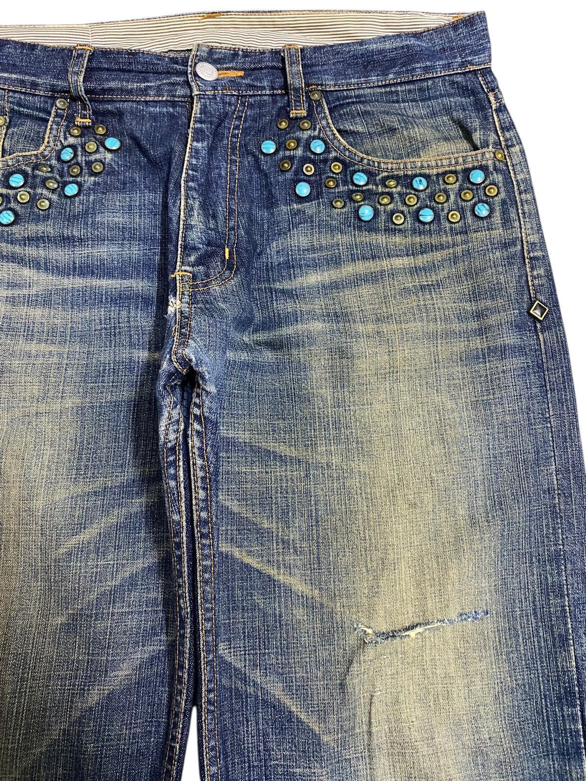 Japanese Brand Vintage Project SRS Rhinestone Avant Garde Style Jeans Size US 34 / EU 50 - 7 Thumbnail