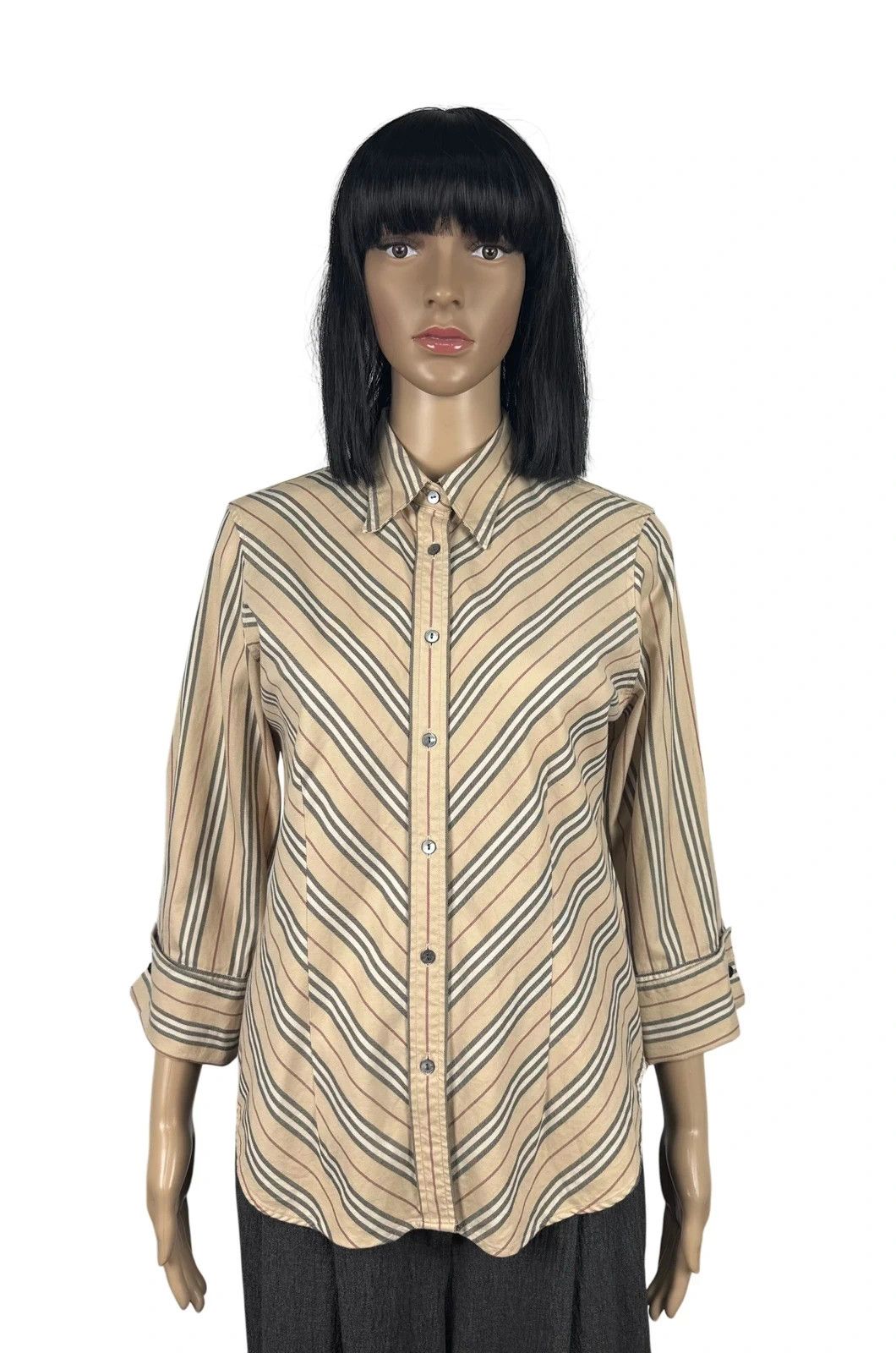 Burberry Burberry London Striped Shirt 3/4 Sleeve Vintage size M Size M / US 6-8 / IT 42-44 - 1 Thumbnail