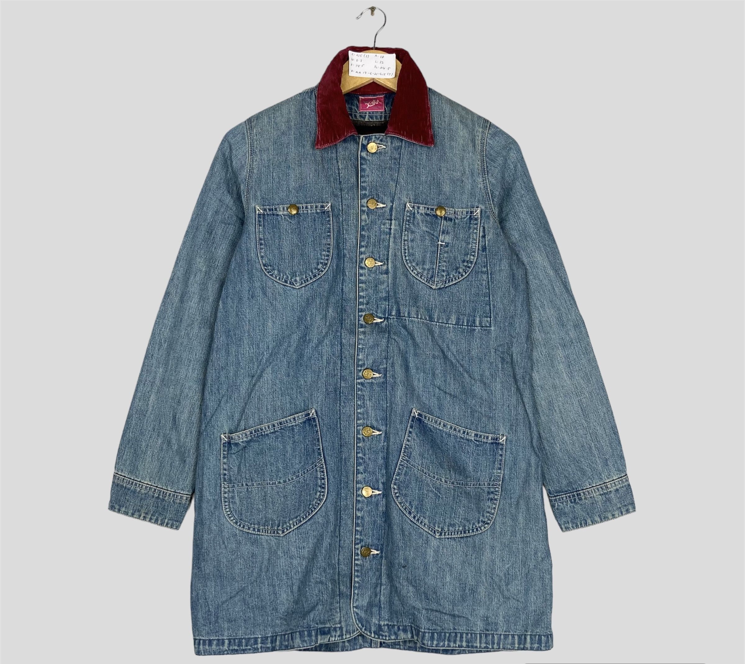 image of X-Girl X Lee Union Made Trench Denim Chore Jacket in Blue, Men's (Size Small)