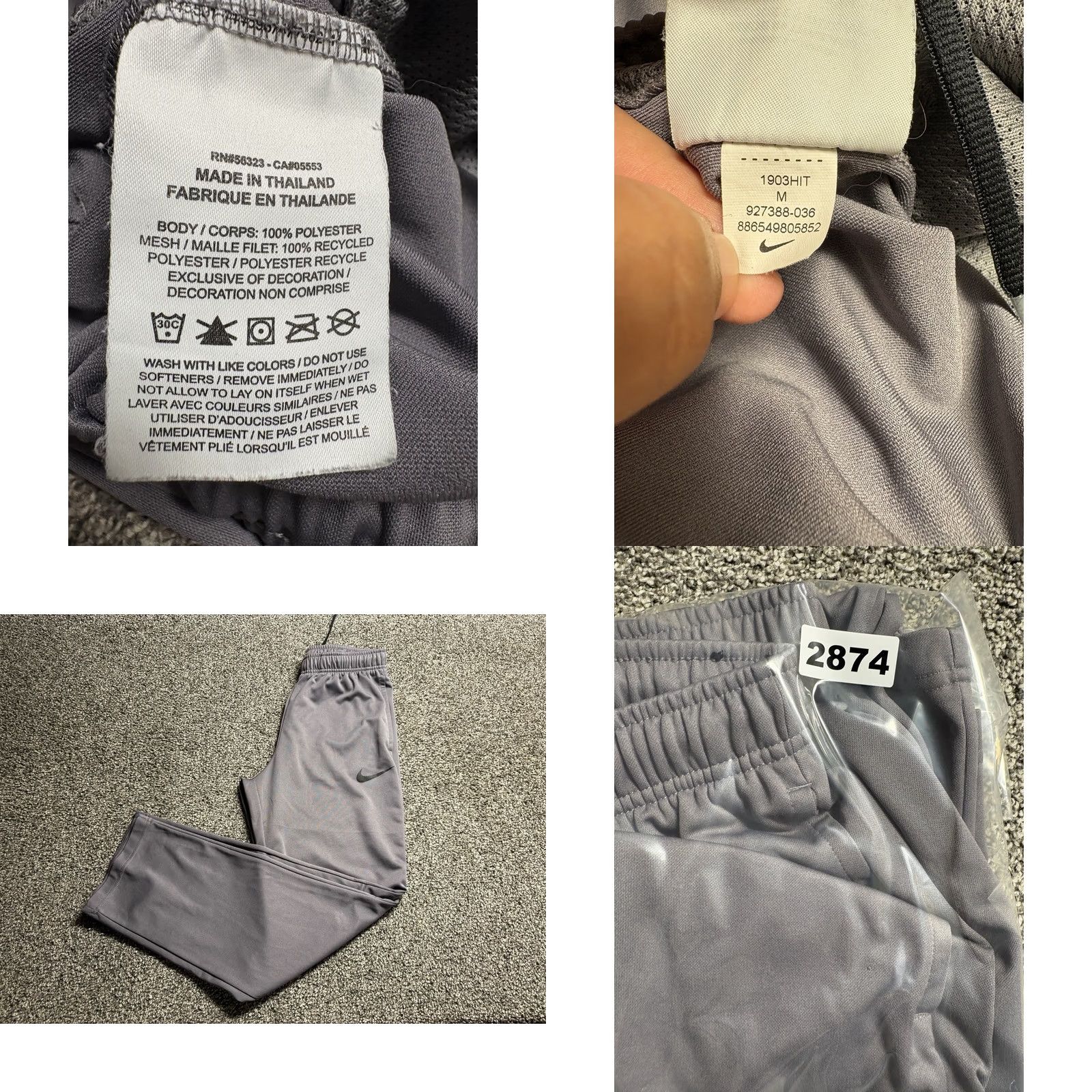Nike Nike Epic Knit Training Pants Mens M Gray Dri-FIT Swoosh Logo 927388 Size US 31 - 8 Thumbnail