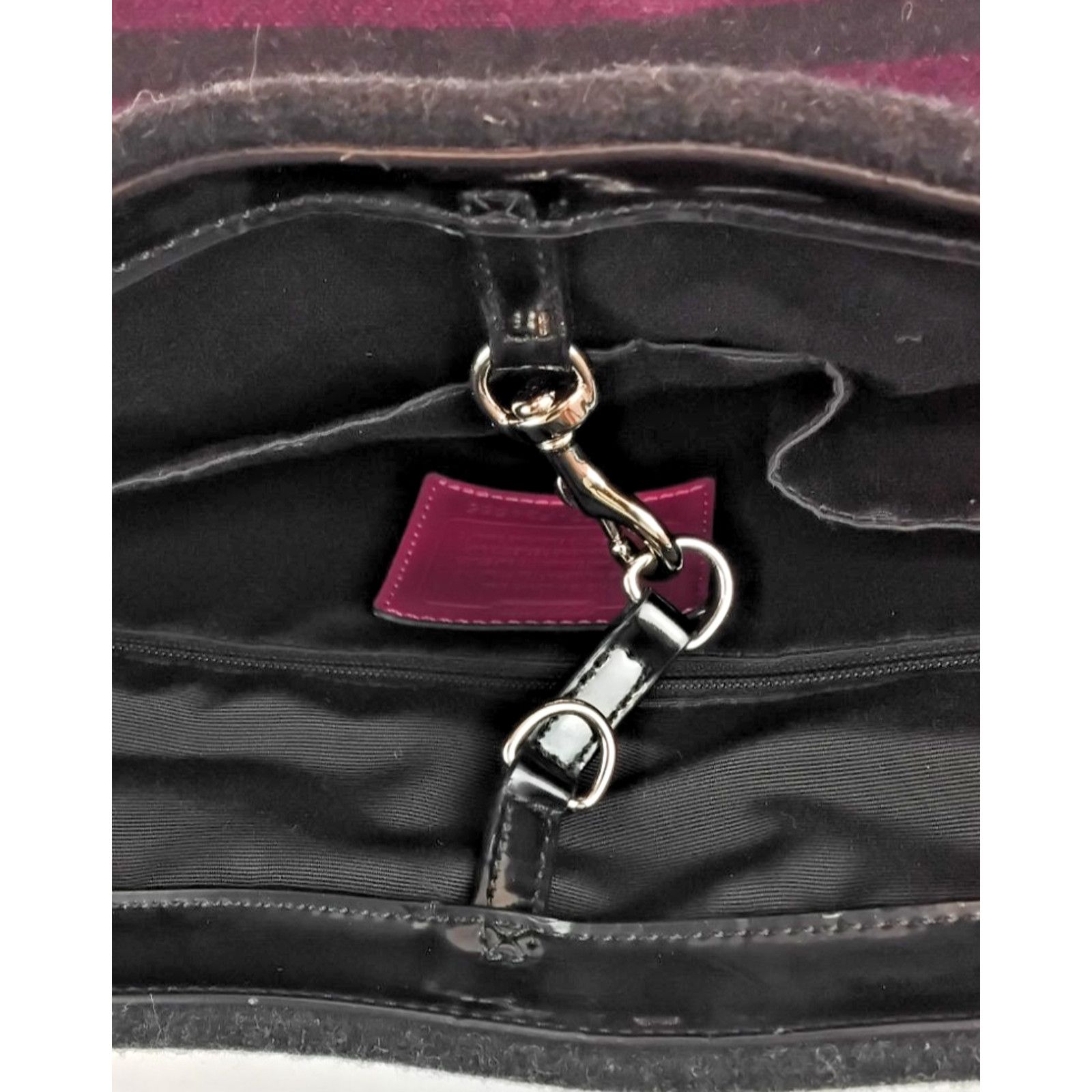 Coach Coach North South Wool Tote Bag Purse Passion Berry Purple Size ONE SIZE - 9 Thumbnail