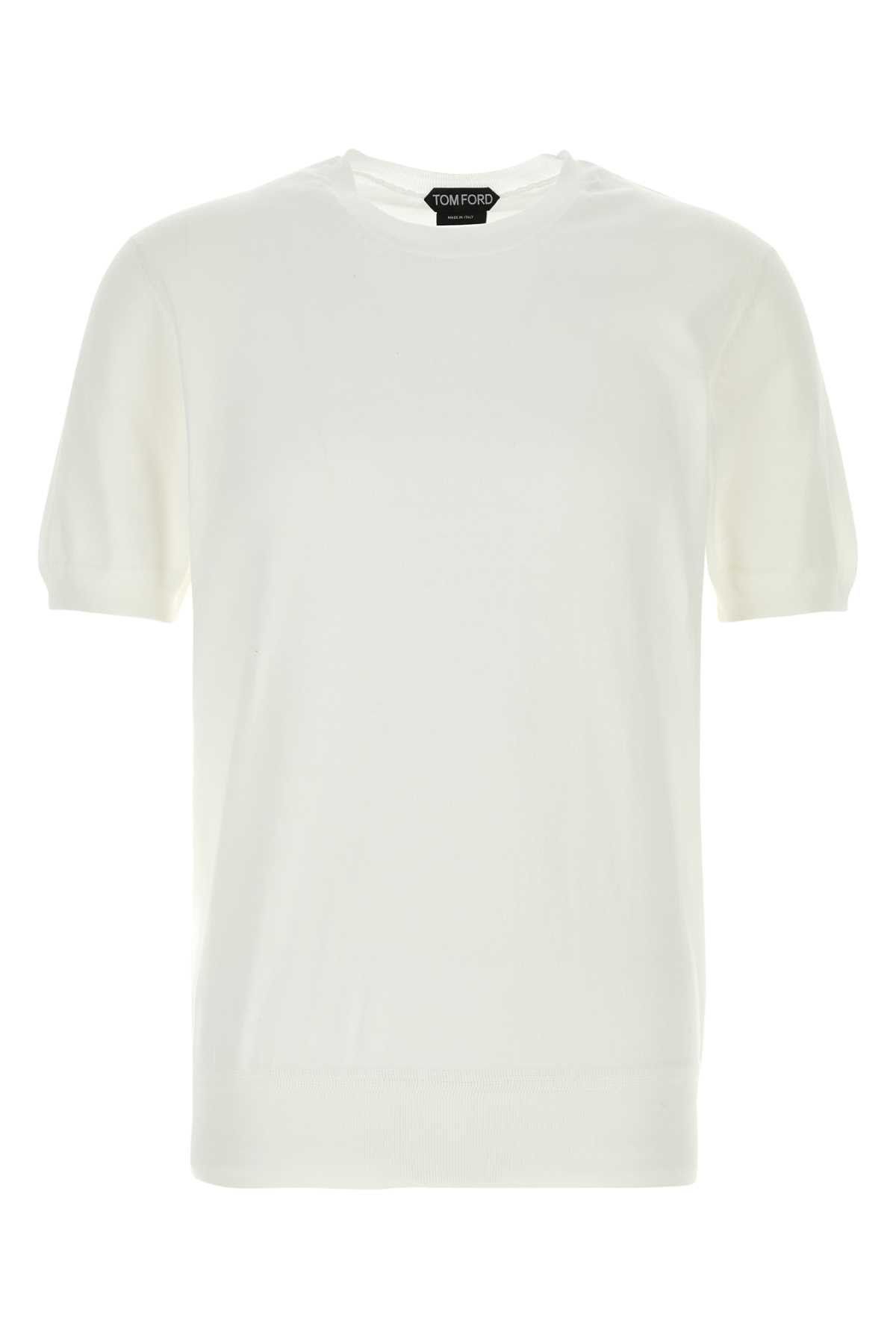 Tom Ford White Cotton Sweater Size US M / EU 48-50 / 2 - 1 Thumbnail