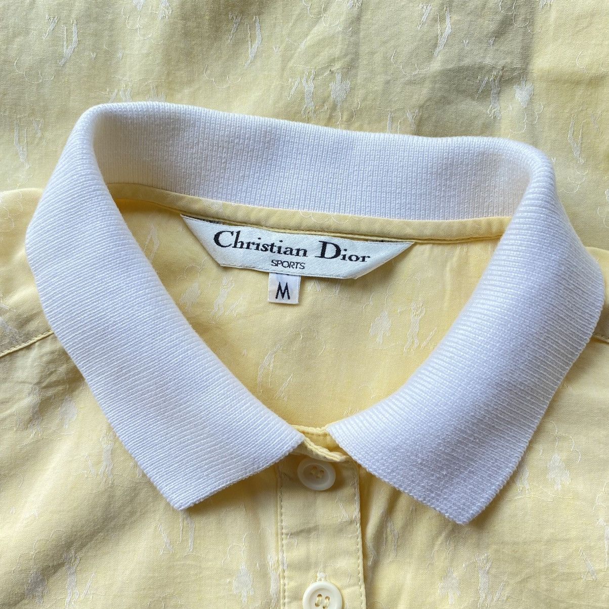 Dior Christian Dior Yellow Polo Shirt with White Collar & Accents Size M / US 6-8 / IT 42-44 - 3 Thumbnail