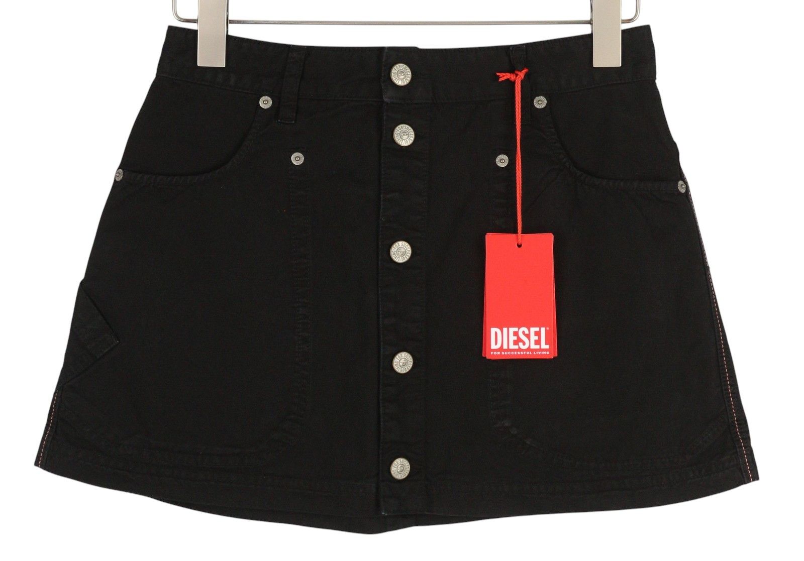 Diesel O-BEIGE W29 Black Twill Button A-Line Mini Skirt 41320 Size 29" - 1 Thumbnail