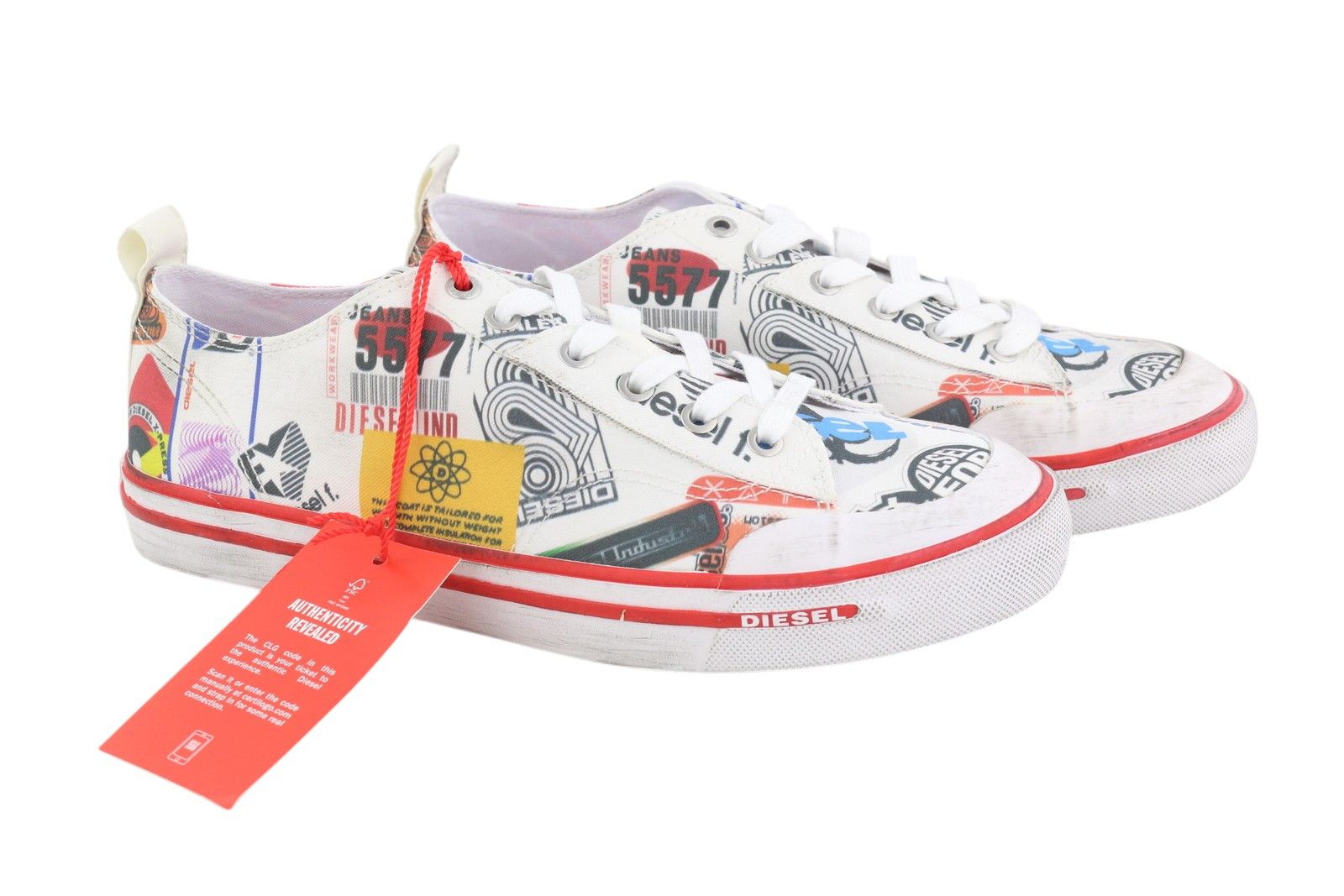 Diesel S-ATHOS LOW EU45 Patterned Low Top Laced Almond Toe 40847 Size US 12 / EU 45 - 2 Thumbnail