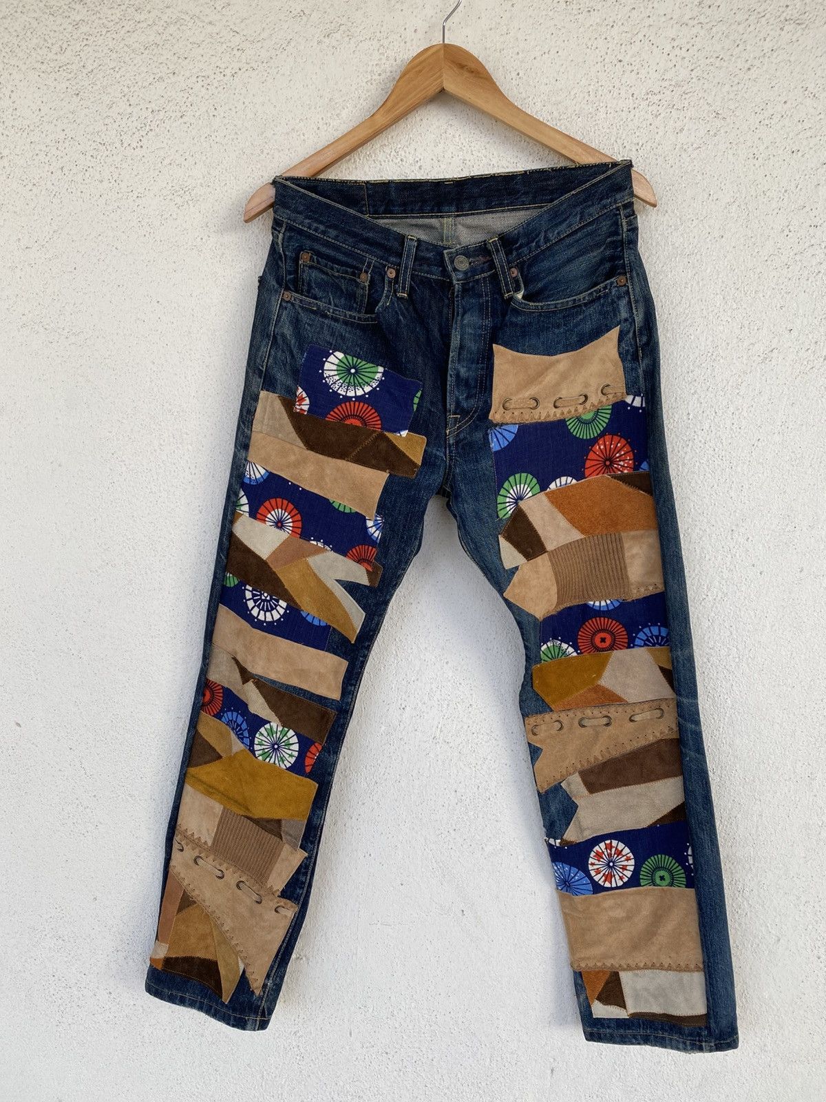 Kapital Kapital Multi Suede Leather Patchwork Avant Garde Denim Size US 31 - 2 Thumbnail
