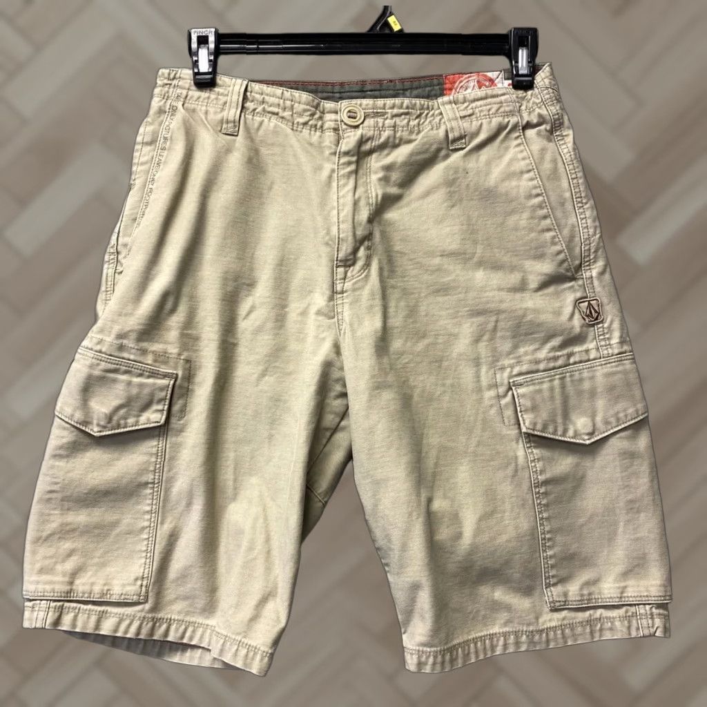 Volcom Volcom Men's Chino Shorts 31 Kaki Cotton Casual Surf Beach Flat Front 11 Inseam Size US 31 - 1 Thumbnail