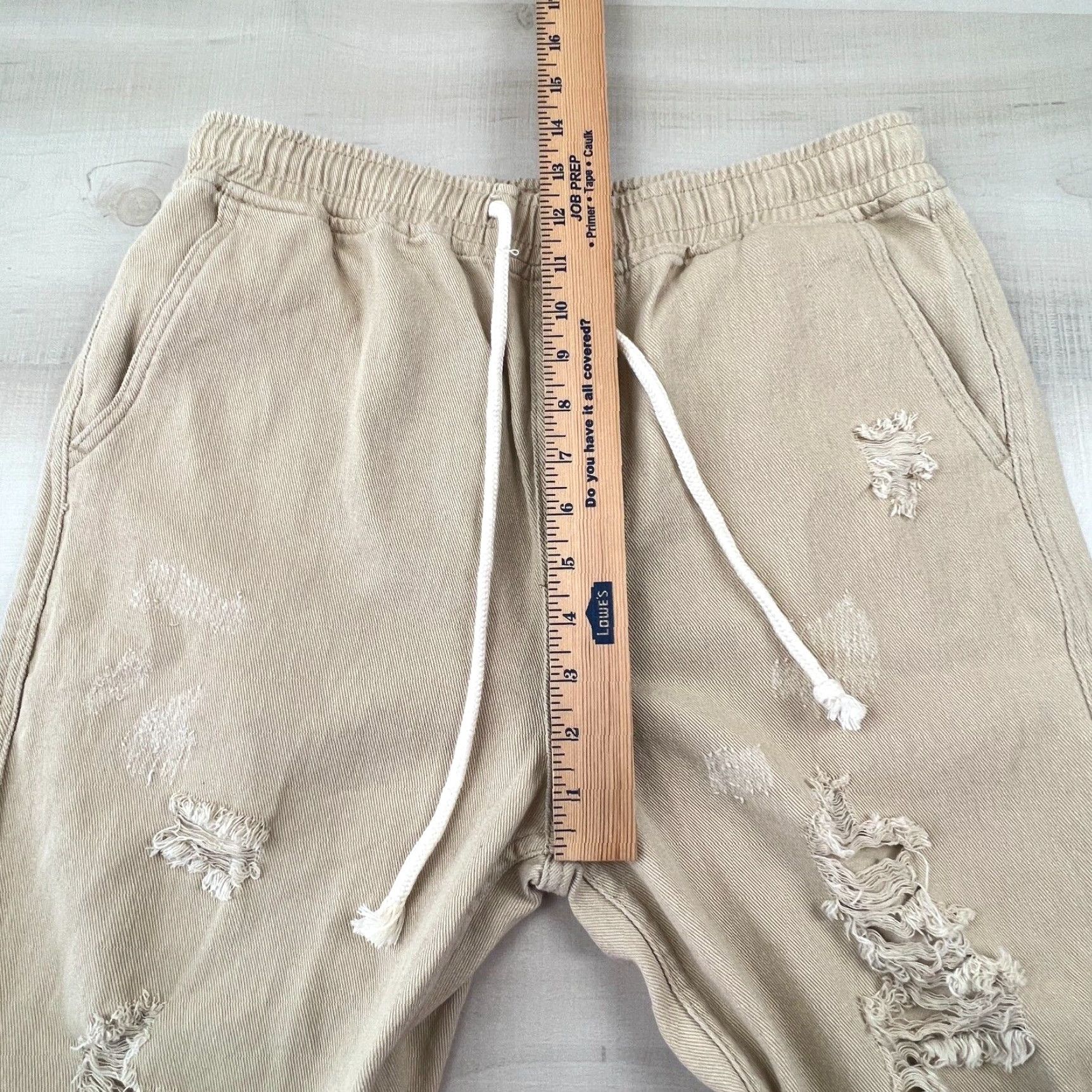Vintage Mora Women's Distressed Denim Jeans Large Khaki Elastic Waist High Rise Size 36" / US 14 / IT 50 - 4 Thumbnail