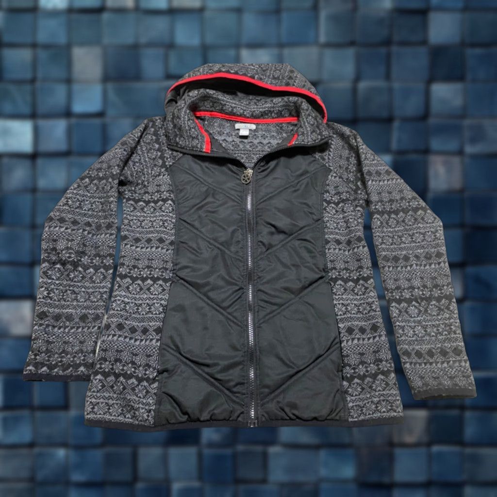 Vintage Skyr Jacket Geometric Fleece Wool Blend Hooded Gray Black Women's L Large N/A Size L / US 10 / IT 46 - 1 Thumbnail
